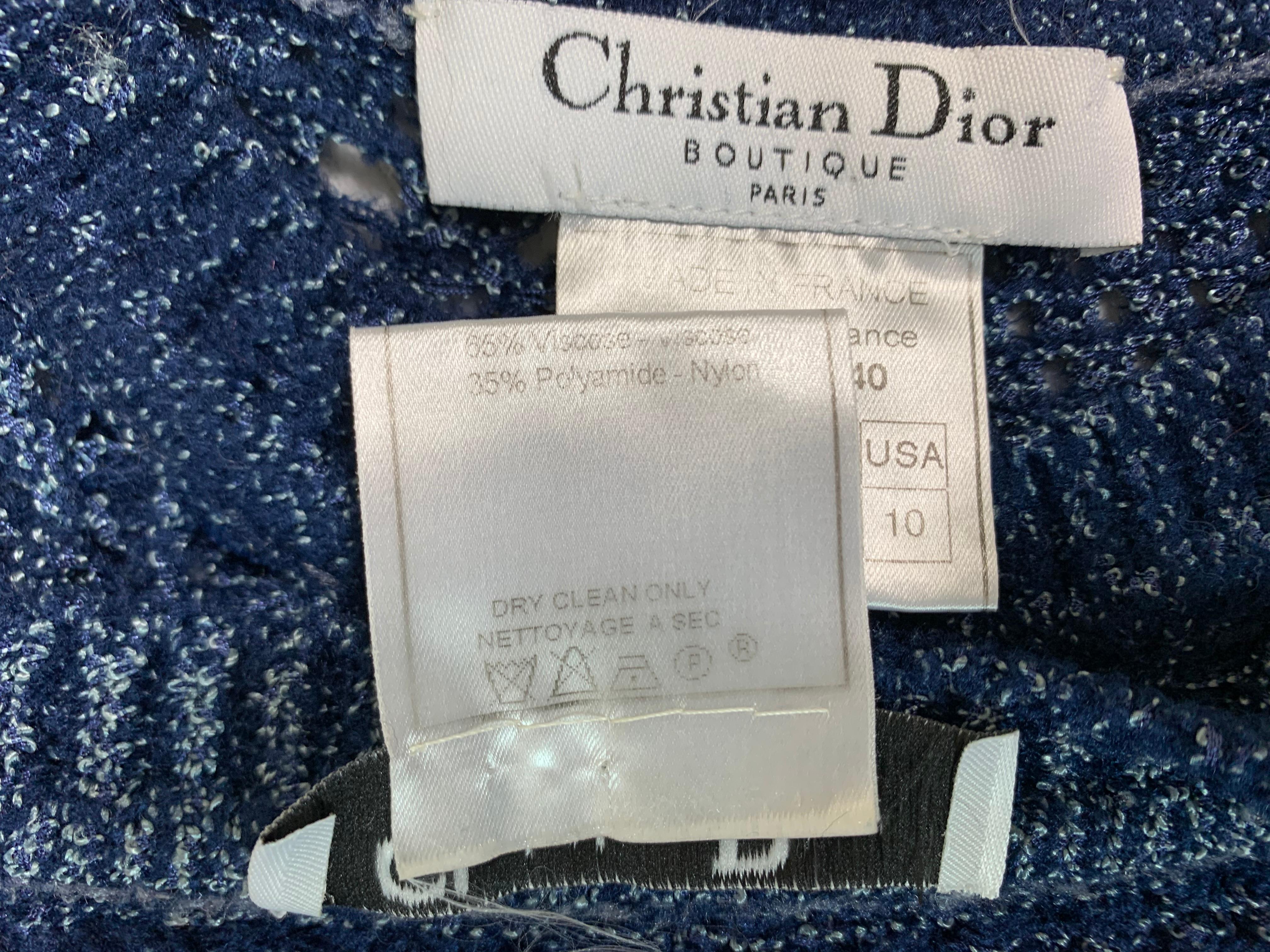S/S 2000 Christian Dior John Galliano Runway Sheer Blue Knit Dress & Jacket 2