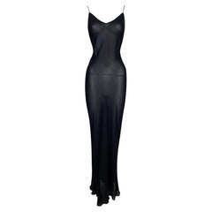 Robe longue en soie noire semi-transparente John Galliano pour Christian Dior, P/E 2000