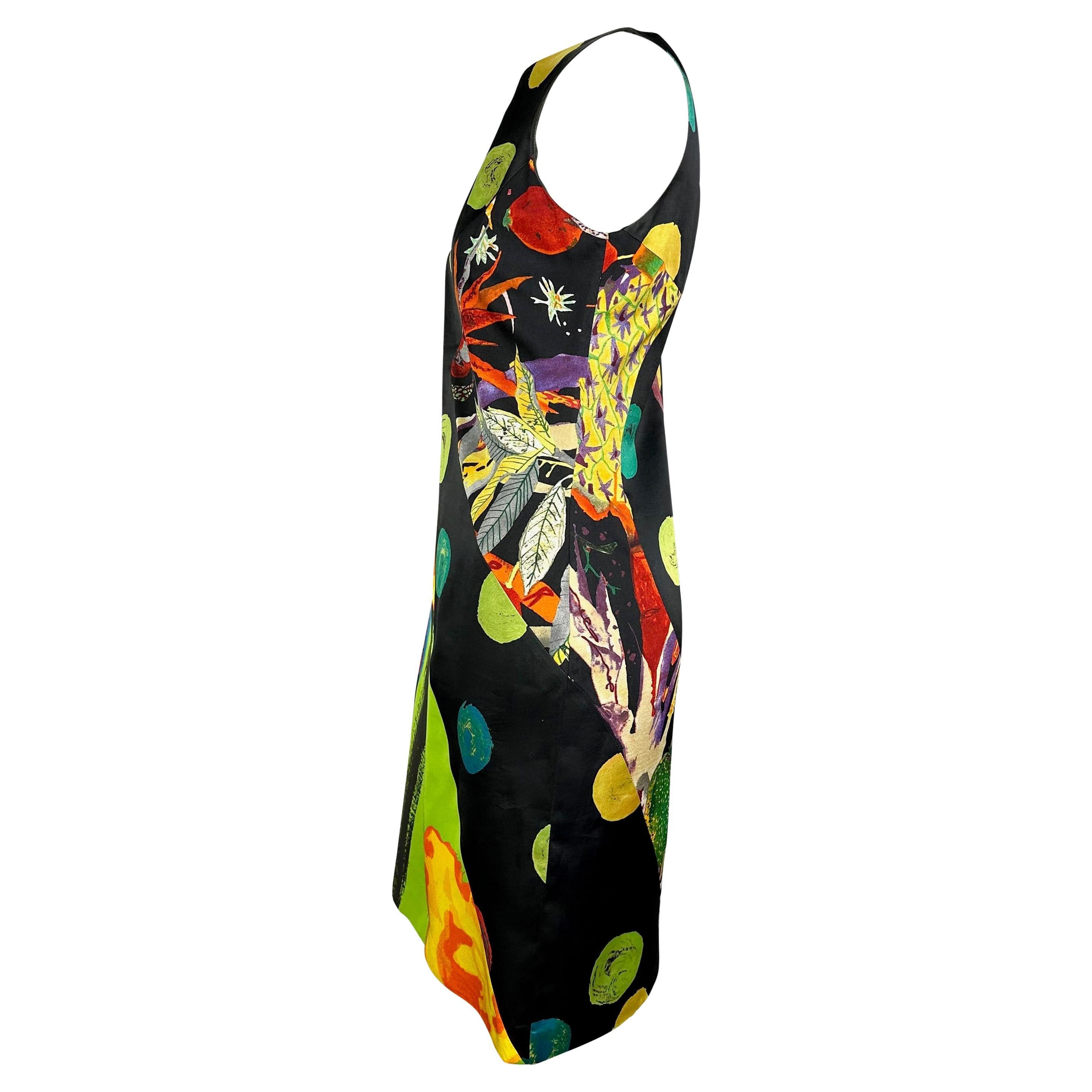 Women's S/S 2000 Christian Lacroix Abstract Multicolor Print Panel Dress Runway 