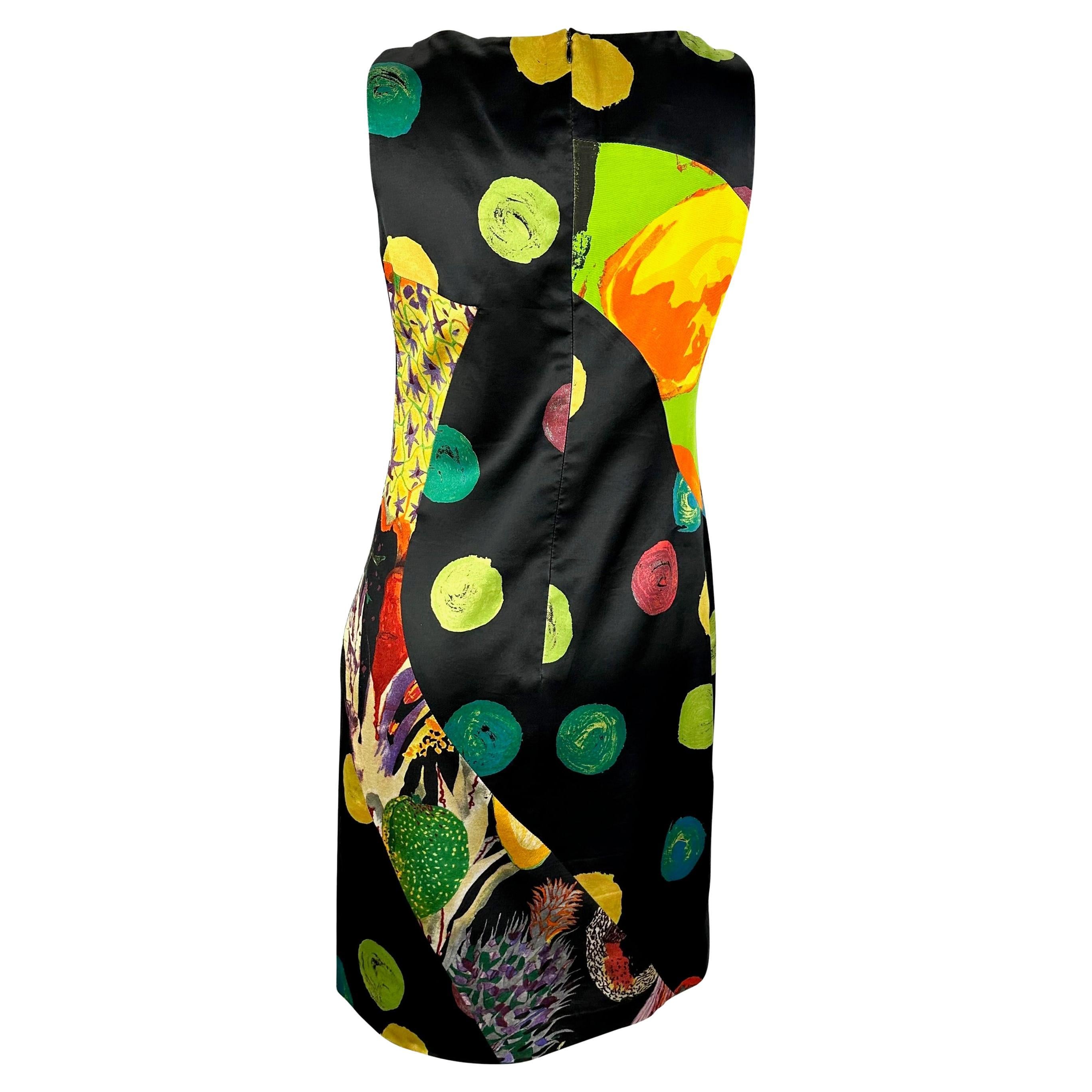 S/S 2000 Christian Lacroix Abstract Multicolor Print Panel Dress Runway  1