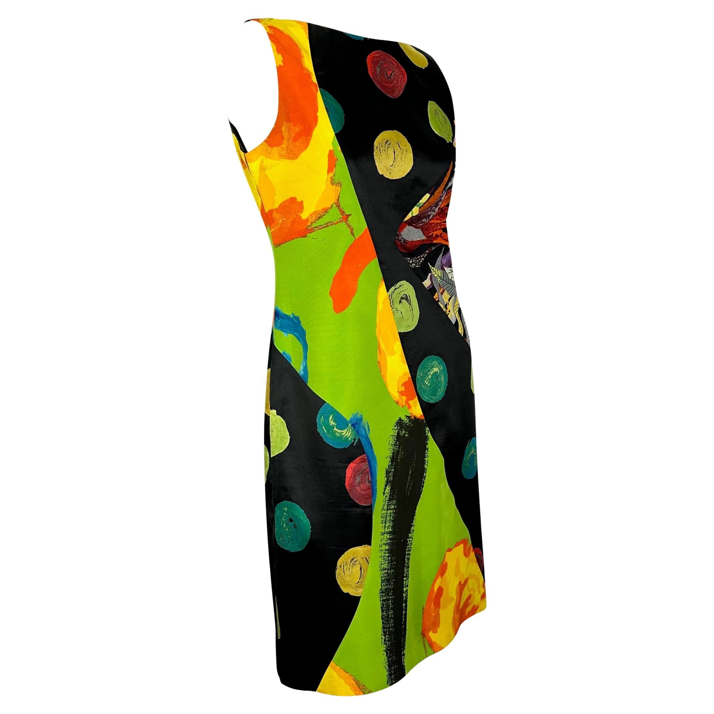 S/S 2000 Christian Lacroix Abstract Multicolor Print Panel Dress Runway  3