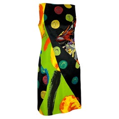 S/S 2000 Christian Lacroix Abstract Multicolor Print Panel Dress Runway 