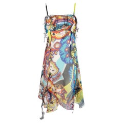 S/S 2000 Christian Lacroix Prototype Abstract Print Chiffon Cutout Trim Mini Dre