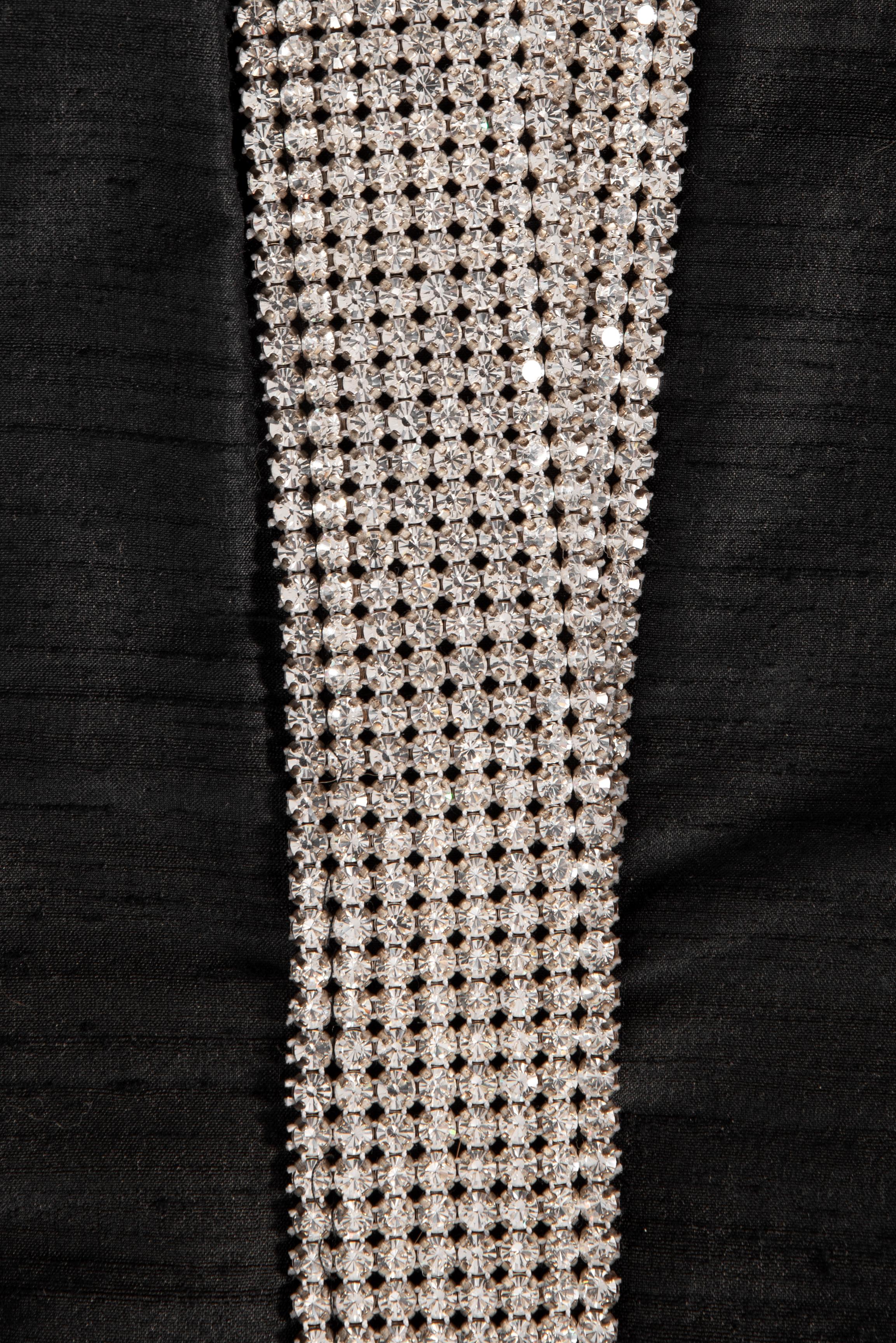 S/S 2000 DOLCE & GABBANA Black Sleeveless Rhinestone Embellished Raw Silk Top For Sale 4