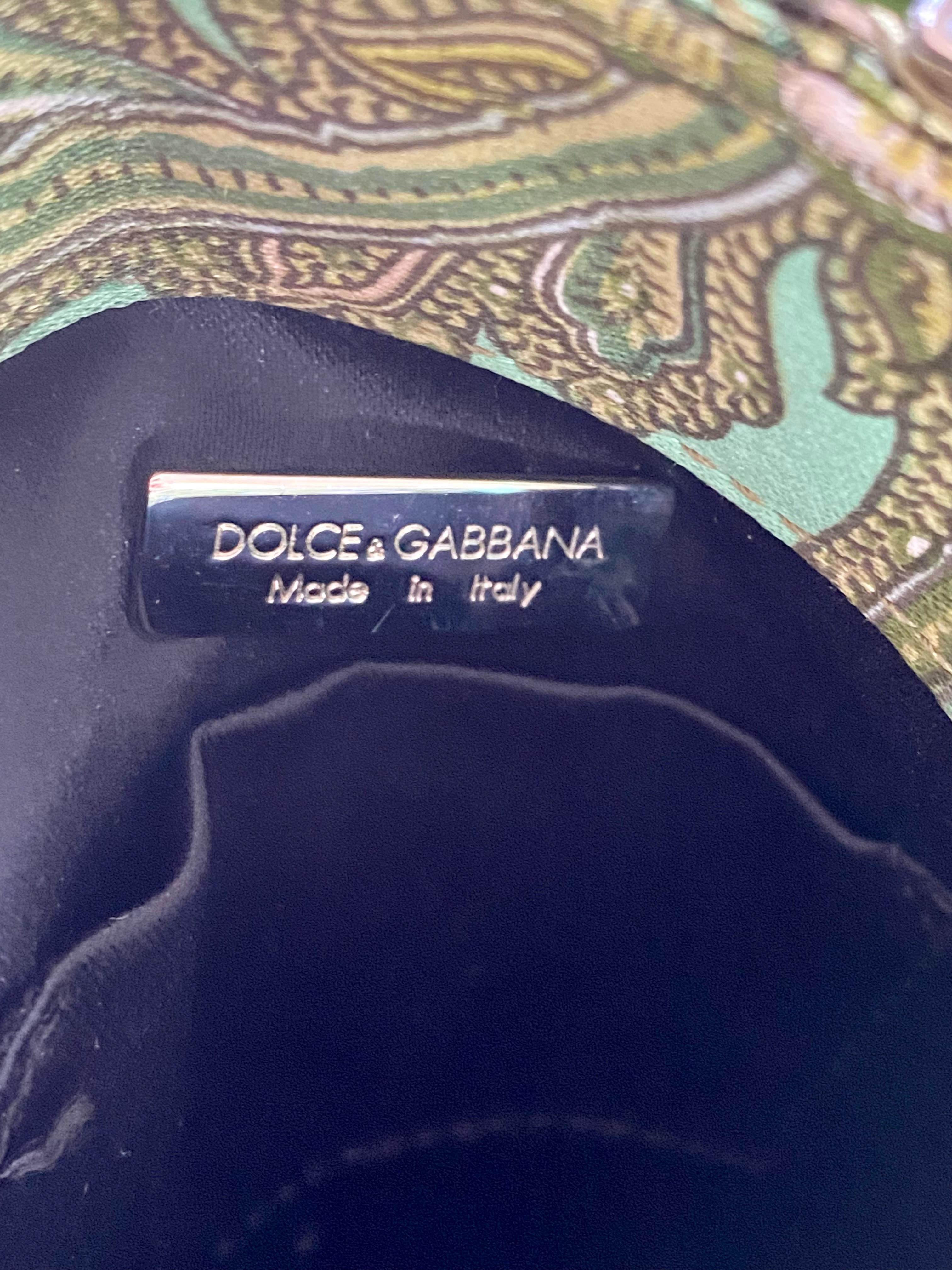 F/S 2000 Dolce & Gabbana „Mix & Match“ Blumentasche mit Paisleymuster und Strass und Perlen Damen im Angebot