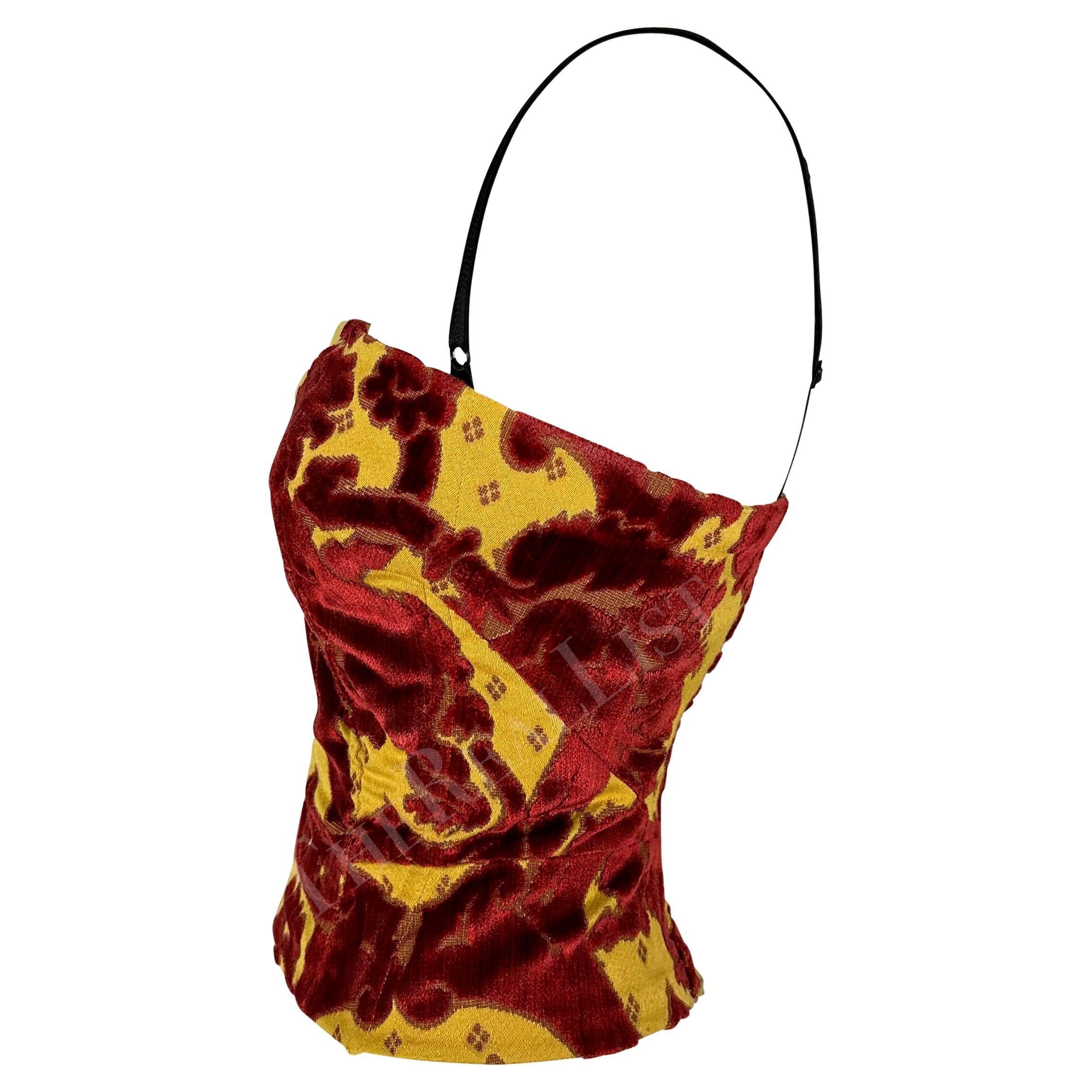 P/E 2000 Dolce & Gabbana Runway Ad Red Gold Tapestry Corset Bustier in vendita 2