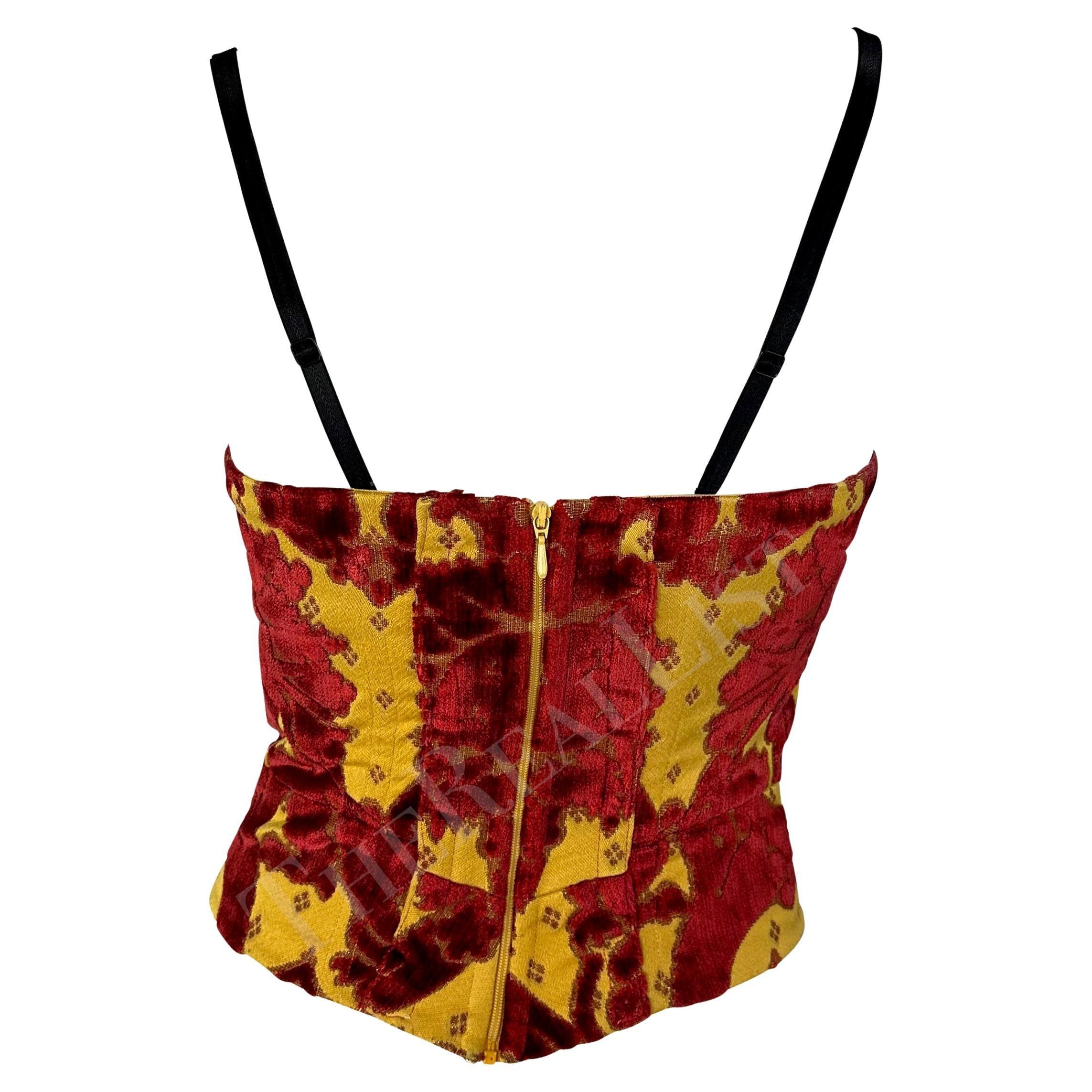 P/E 2000 Dolce & Gabbana Runway Ad Red Gold Tapestry Corset Bustier in vendita 4