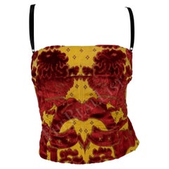 S/S 2000 Dolce & Gabbana Runway Ad Red Gold Velvet Tapestry Corset Bustier