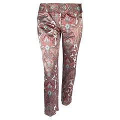 F/S 2000 Dolce & Gabbana Weiß Rosa Satin Hose mit Paisleymuster und spitz zulaufendem Cropped