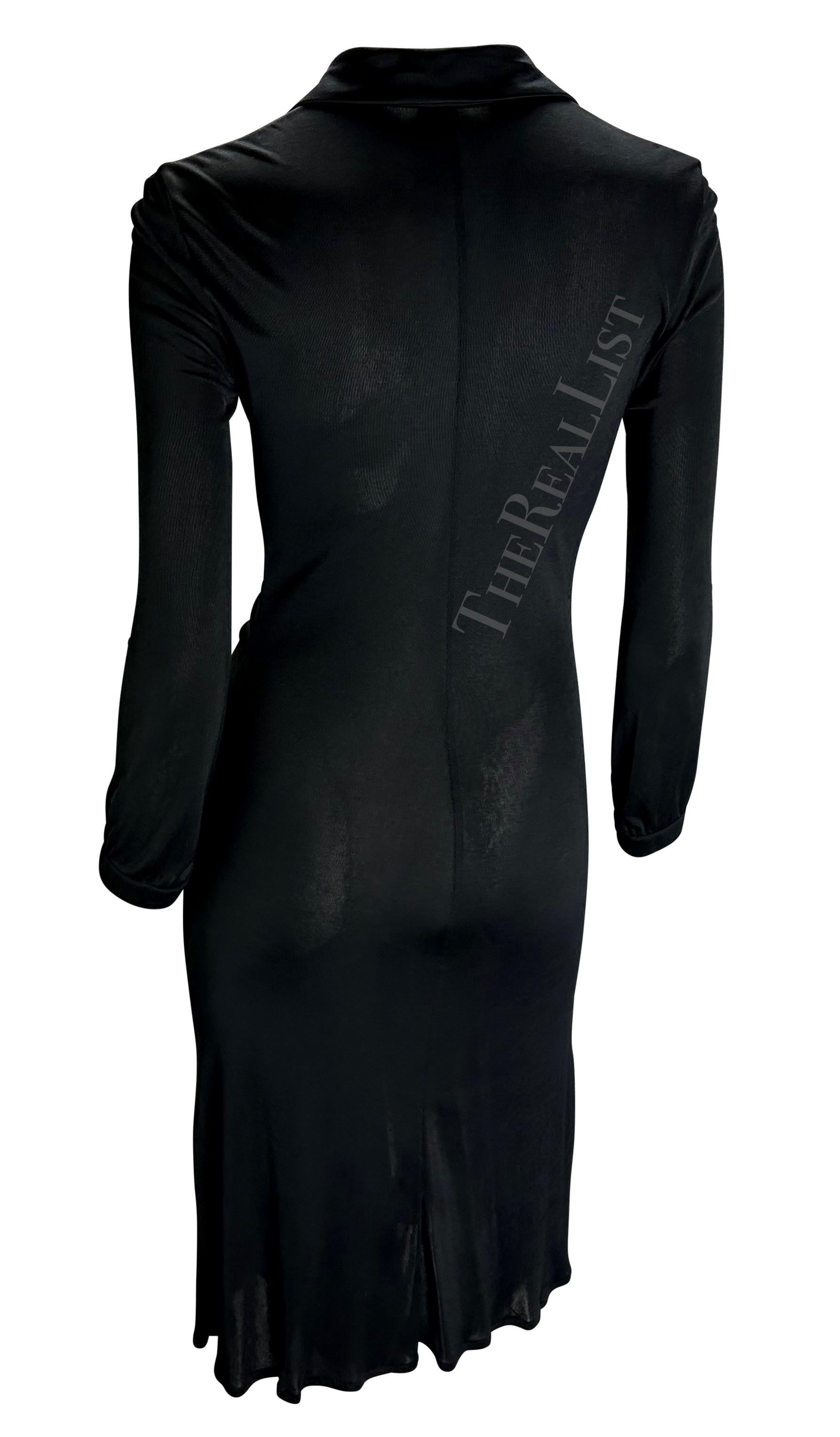 S/S 2000 Gianni Versace by Donatella Black Stretch Viscose Rhinestone Y2K Dress For Sale 4