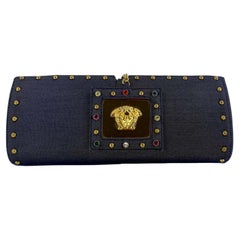 S/S 2000 Gianni Versace by Donatella Ad Denim Medusa Jewel Clutch