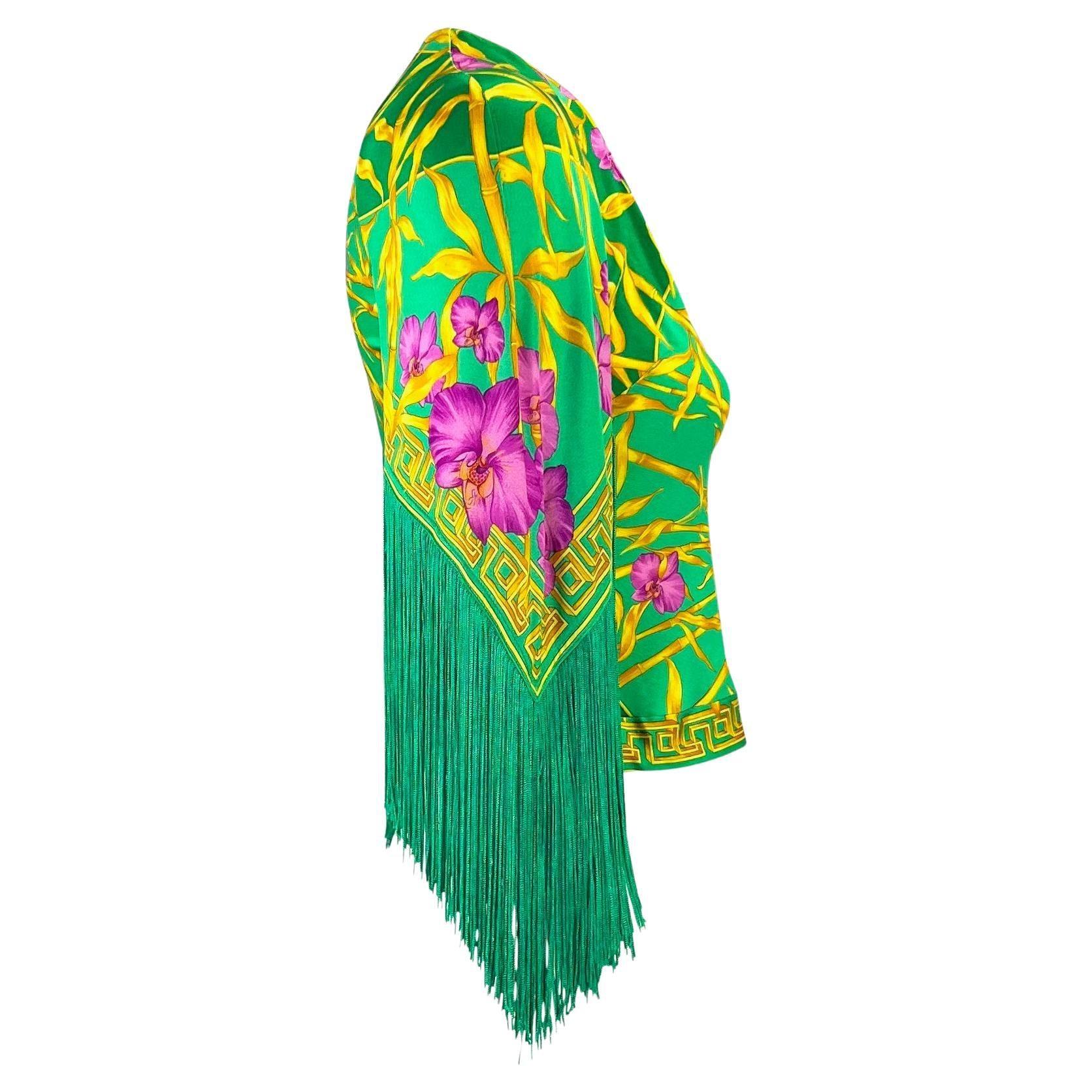 P/E 2000 Donatella Versace for Gianni Versace con Frange Medusa Bamboo Orchid Jungle Top in vendita 7