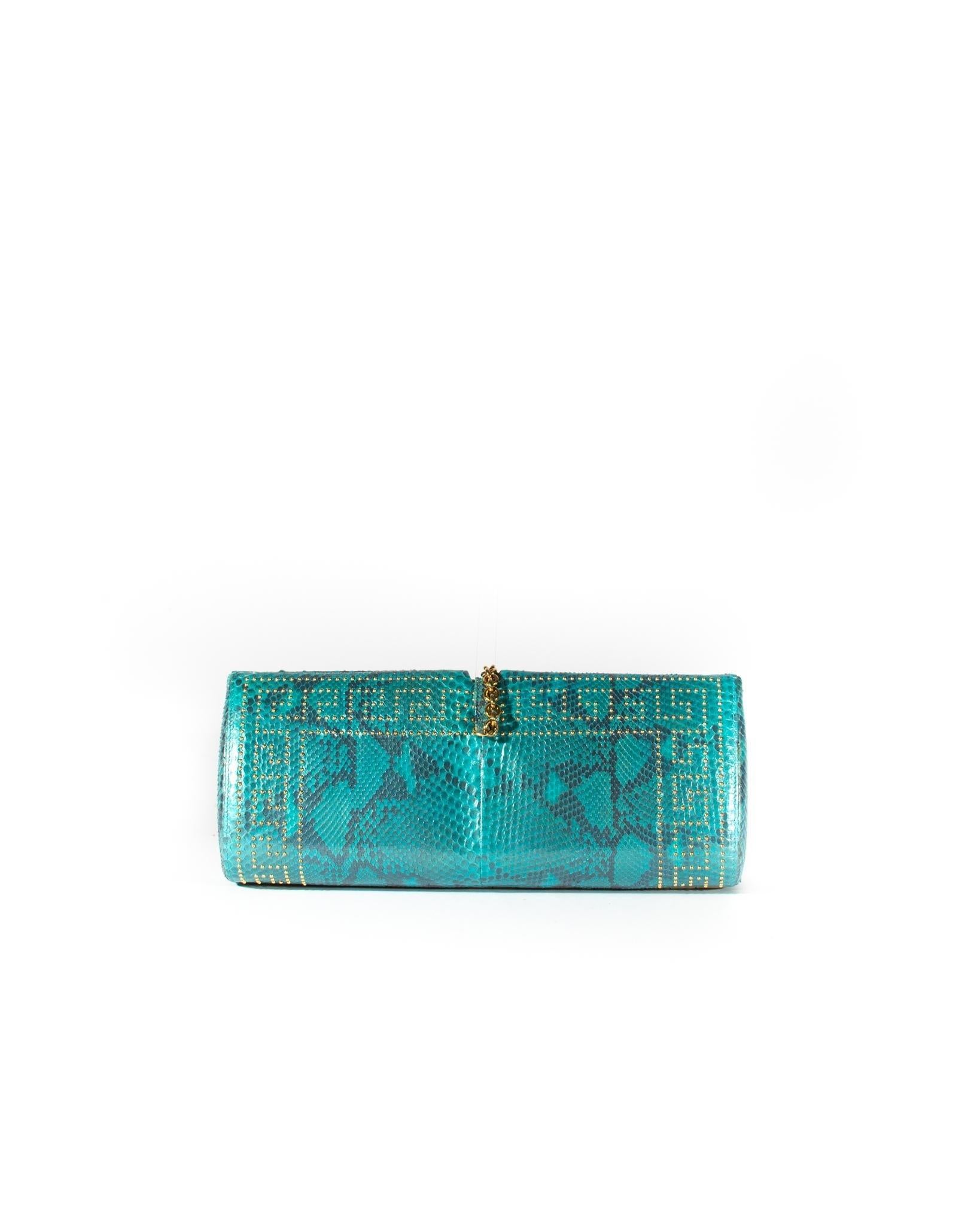 F/S 2000 Gianni Versace by Donatella Umwandelbare Clutch in Pythonblau, echte Pythonblau im Angebot 3