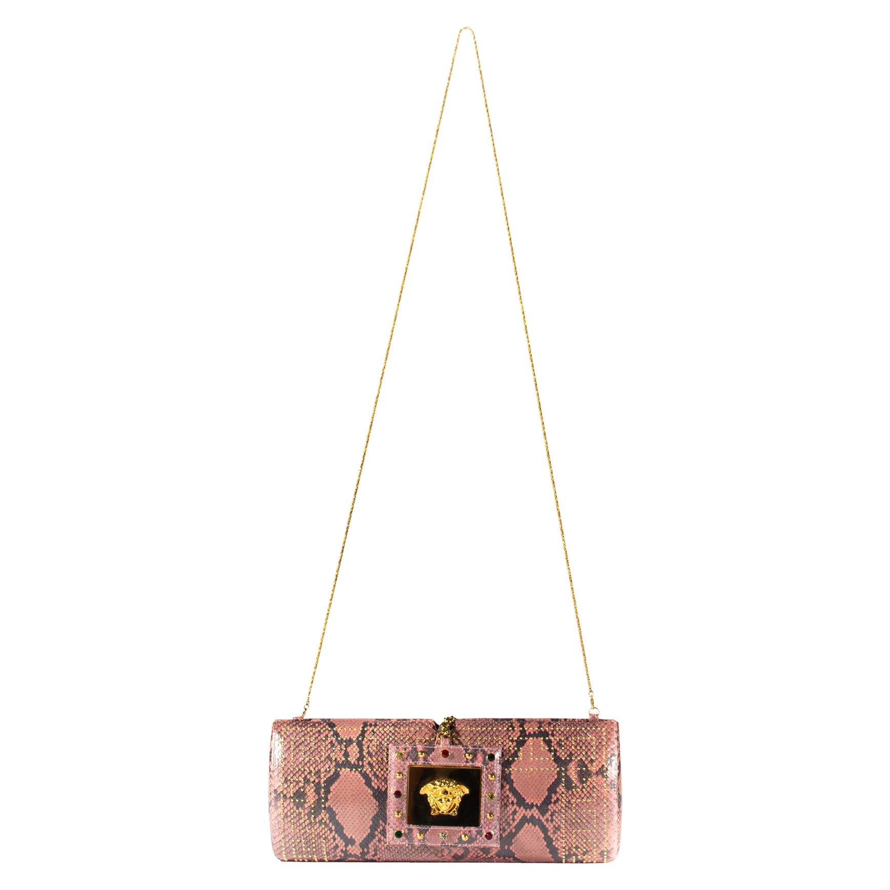 De las mujeres S/S 2000 Gianni Versace by Donatella Bolso de mano convertible de pitón auténtico rosa en venta