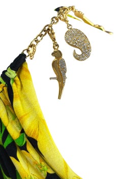 S/S 2000 Gianni Versace by Donatella Jungle Yellow Orchid Stretch Charm Dress