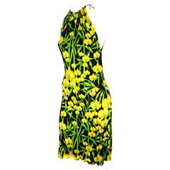 S/S 2000 Gianni Versace by Donatella Jungle Yellow Orchid Stretch Charm Dress