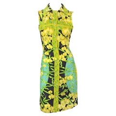 S/S 2000 Gianni Versace by Donatella Medusa Orchid Print Crystal Button Dress