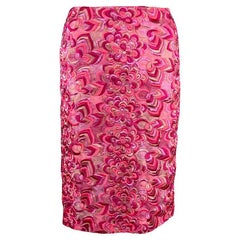 Gonna ricamata rosa neon di Donatella Versace for Gianni Versace P/E 2000