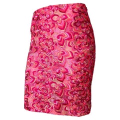 S/S 2000 Gianni Versace by Donatella Neon Pink Floral Embroidered Skirt