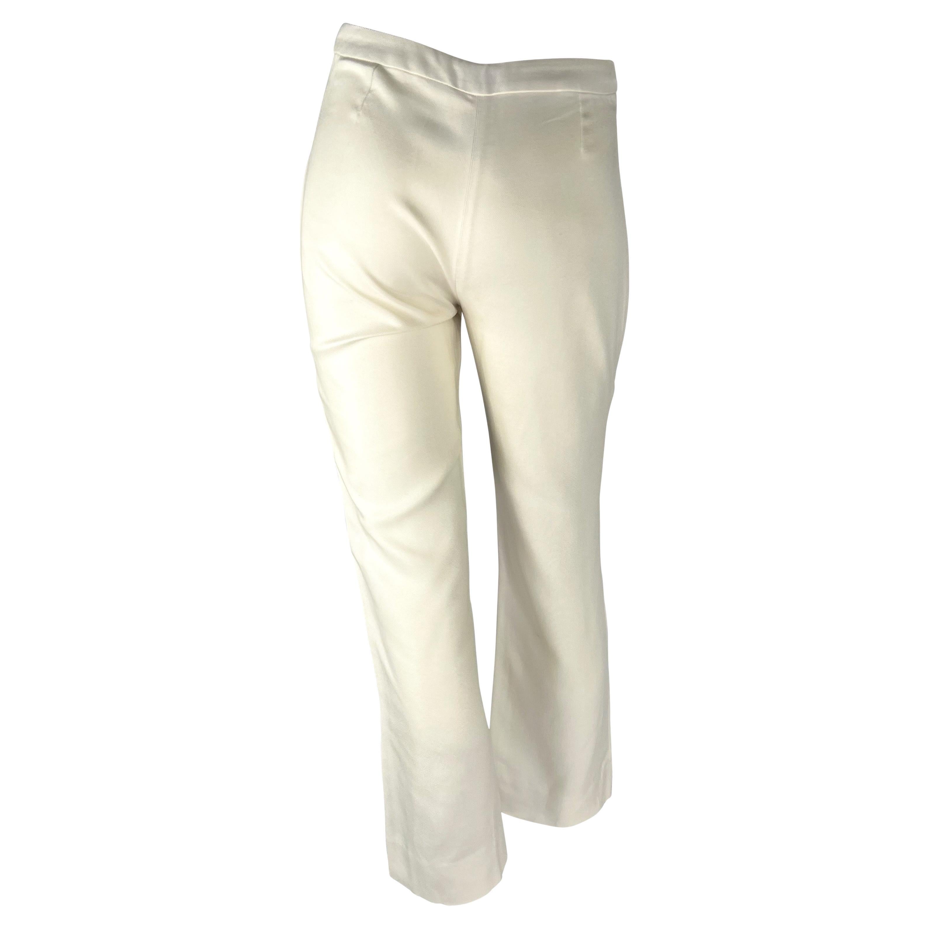 S/S 2000 Gianni Versace by Donatella Off-White Silk Tapered Pants In Excellent Condition For Sale In West Hollywood, CA