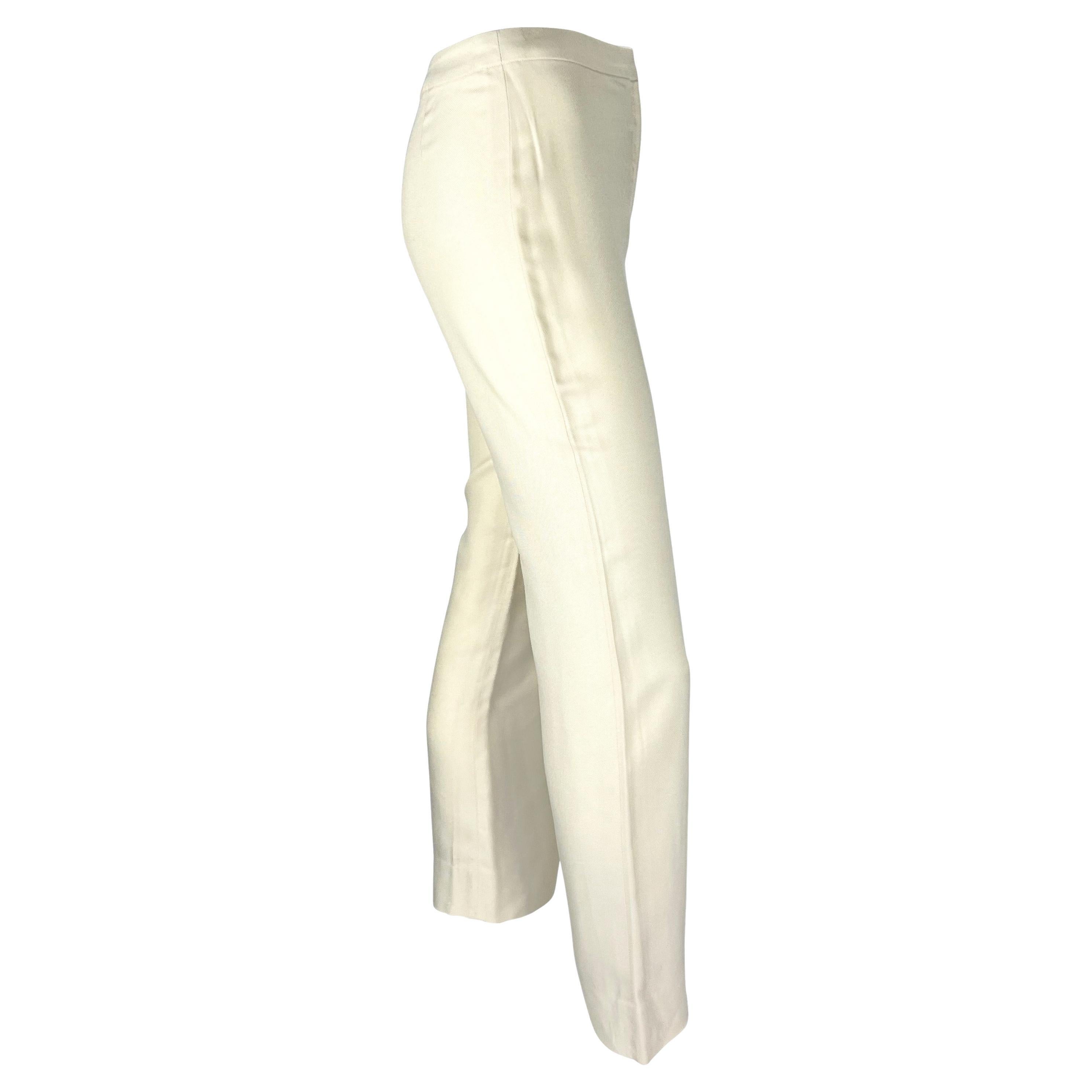 Women's S/S 2000 Gianni Versace by Donatella Off-White Silk Tapered Pants For Sale