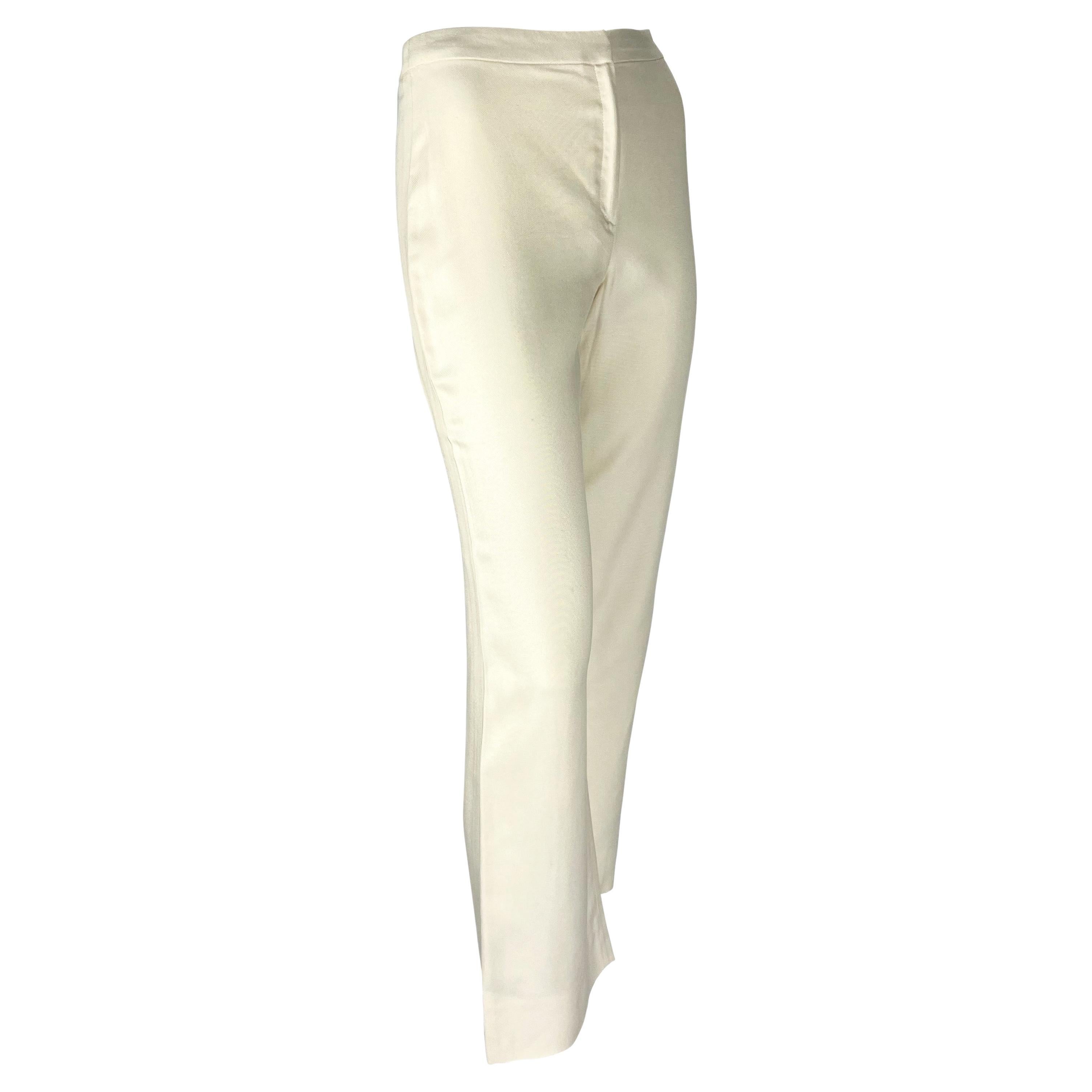 S/S 2000 Gianni Versace by Donatella Off-White Silk Tapered Pants For Sale 1