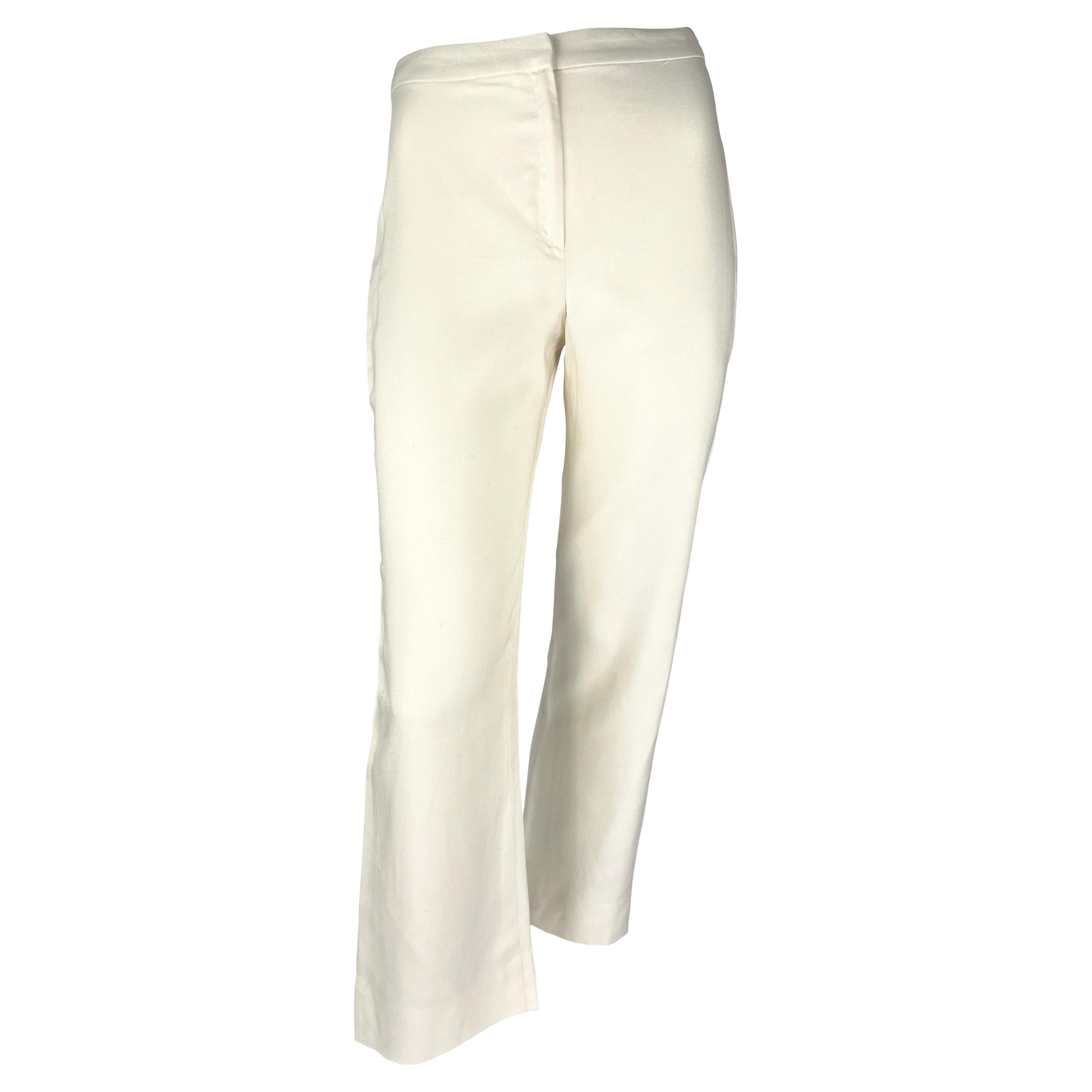 S/S 2000 Gianni Versace by Donatella Off-White Silk Tapered Pants For Sale