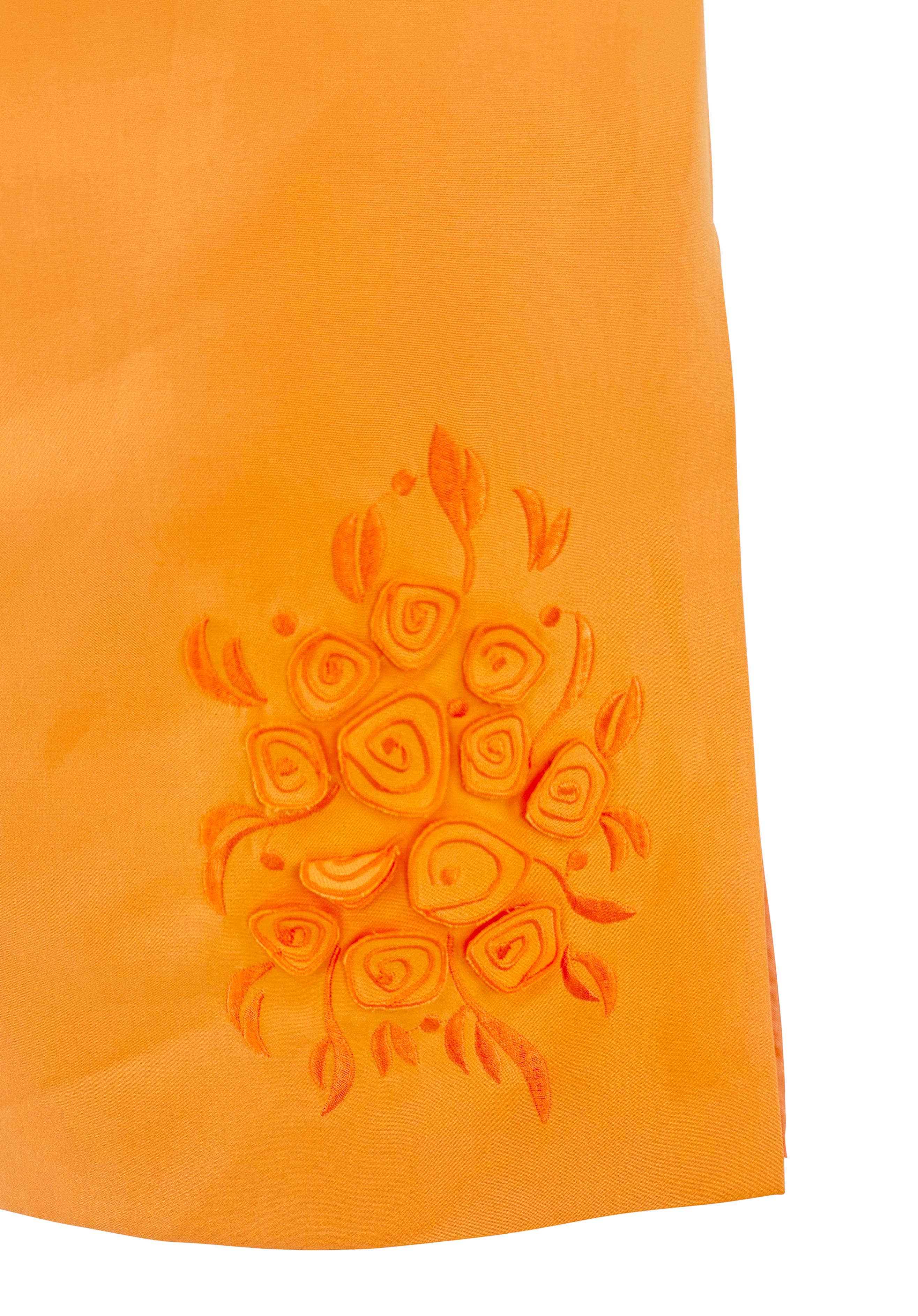 S/S 2000 Gianni Versace for Donatella Versace for Gianni Versace for Gianni Versace for Gianni Versace for Gianni Versace by Donatella Orange Cotton Cutout Floral Dress Excellent état - En vente à West Hollywood, CA