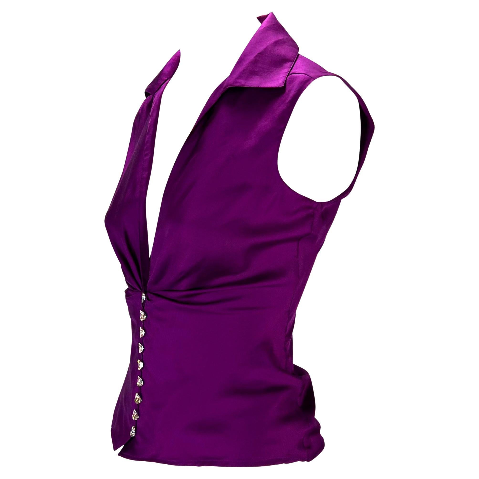 versace purple rhinestone corset top
