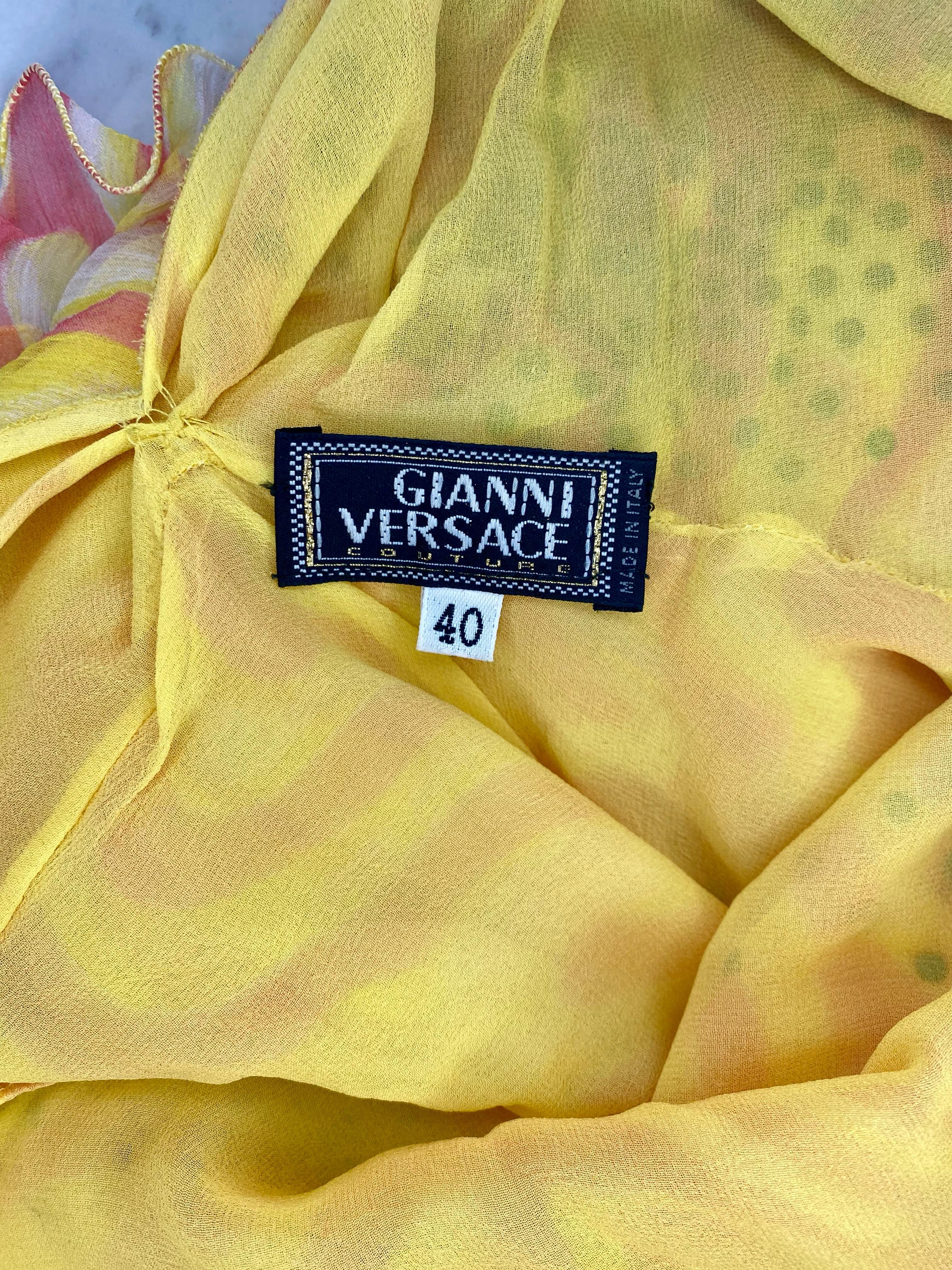S/S 2000 Gianni Versace by Donatella Rhinestoned Sheer Chiffon ASO Beyoncé 1