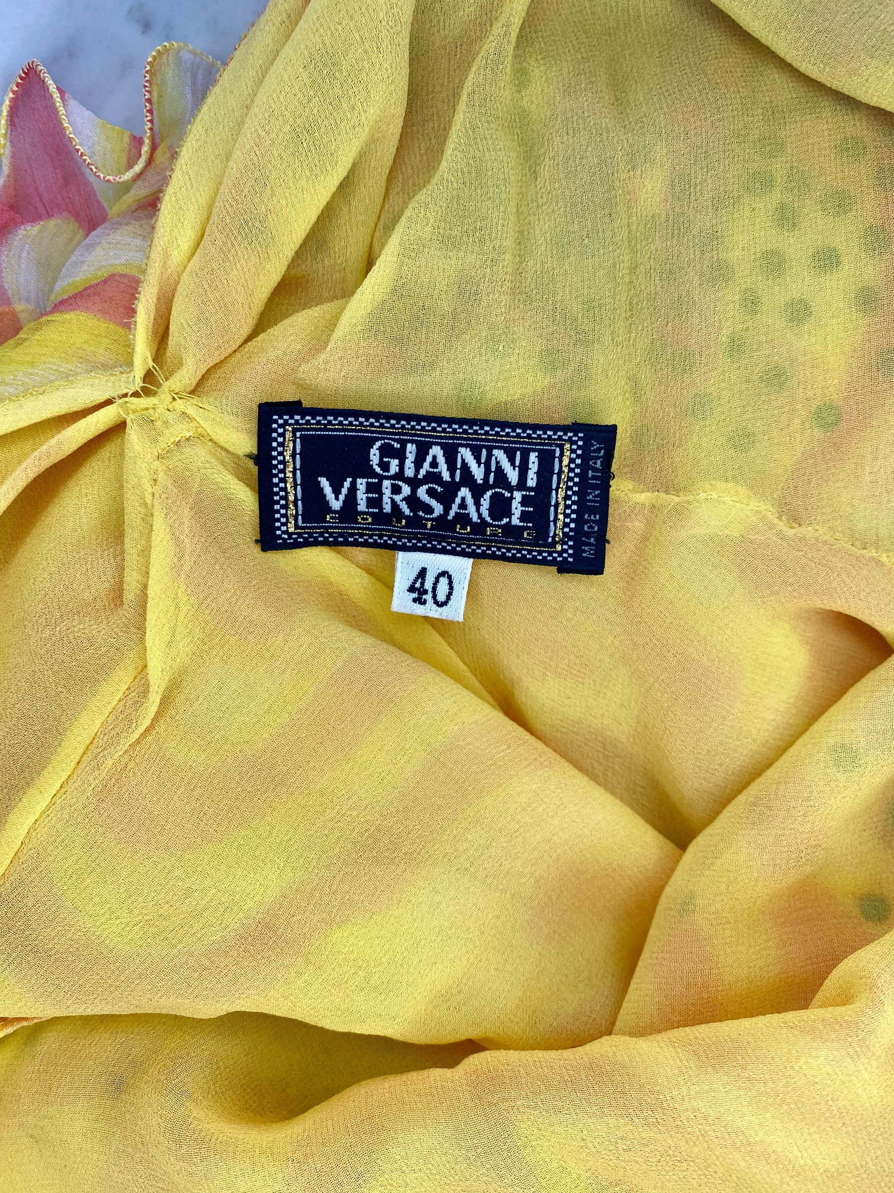 S/S 2000 Gianni Versace by Donatella Strassbesetzter durchsichtiger Chiffon ASO Beyoncé 2