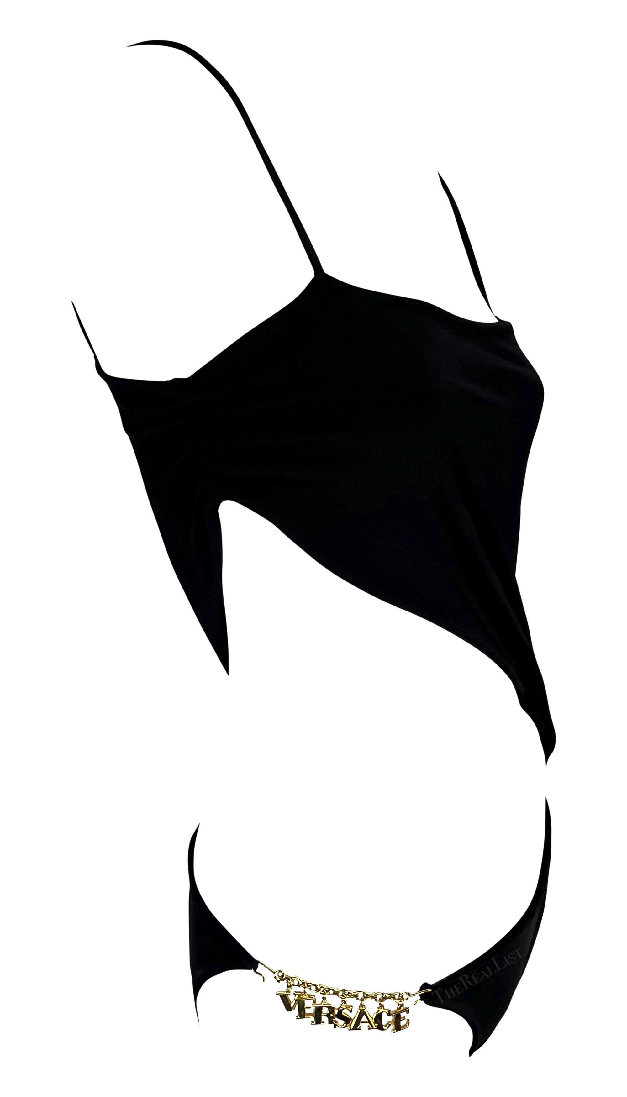 Women's S/S 2000 Gianni Versace by Donatella Runway Ad Charm Logo One-Piece Swimsuit For Sale