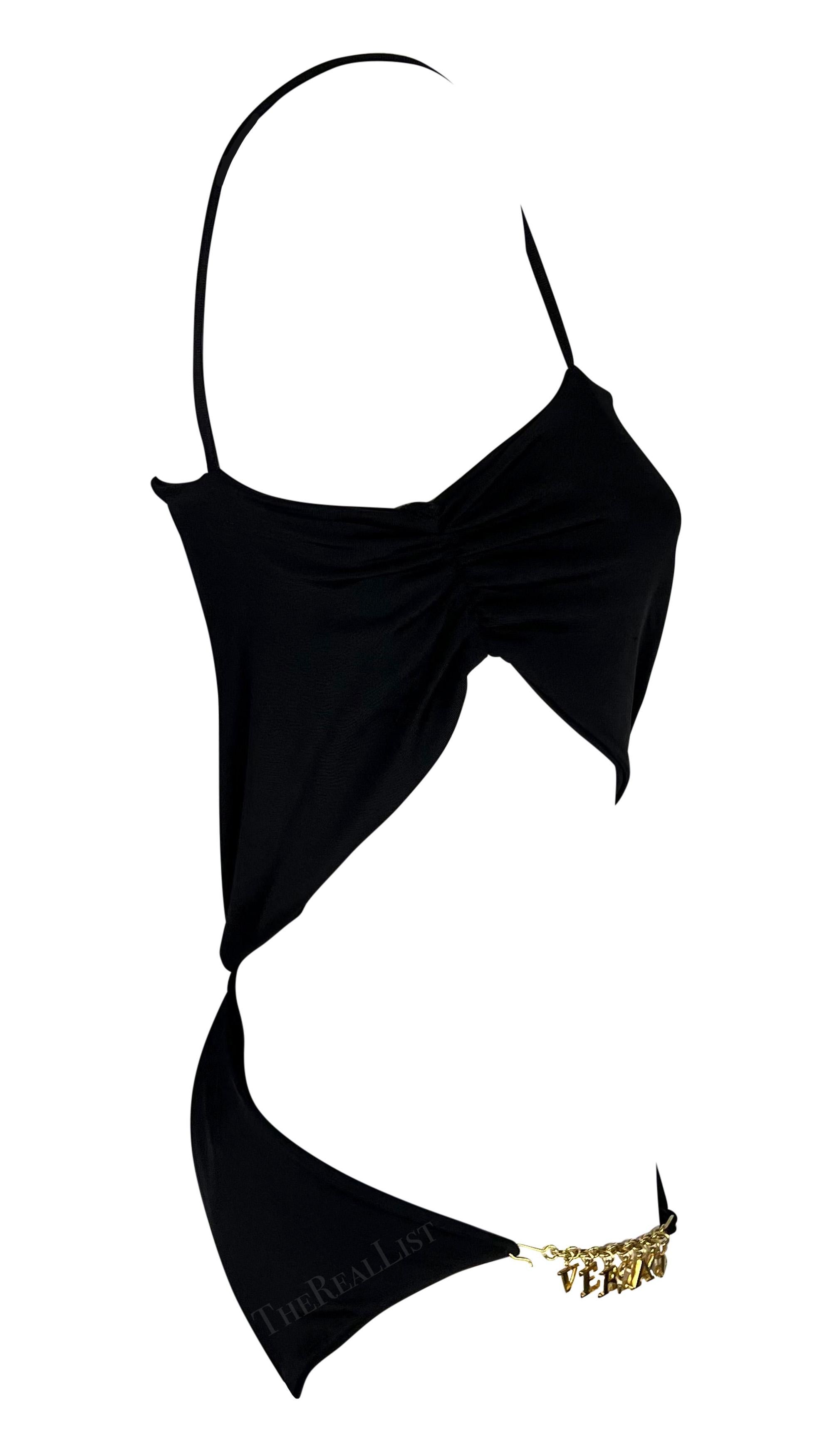 S/S 2000 Gianni Versace by Donatella Runway Ad Charm Logo One-Piece Swimsuit For Sale 1