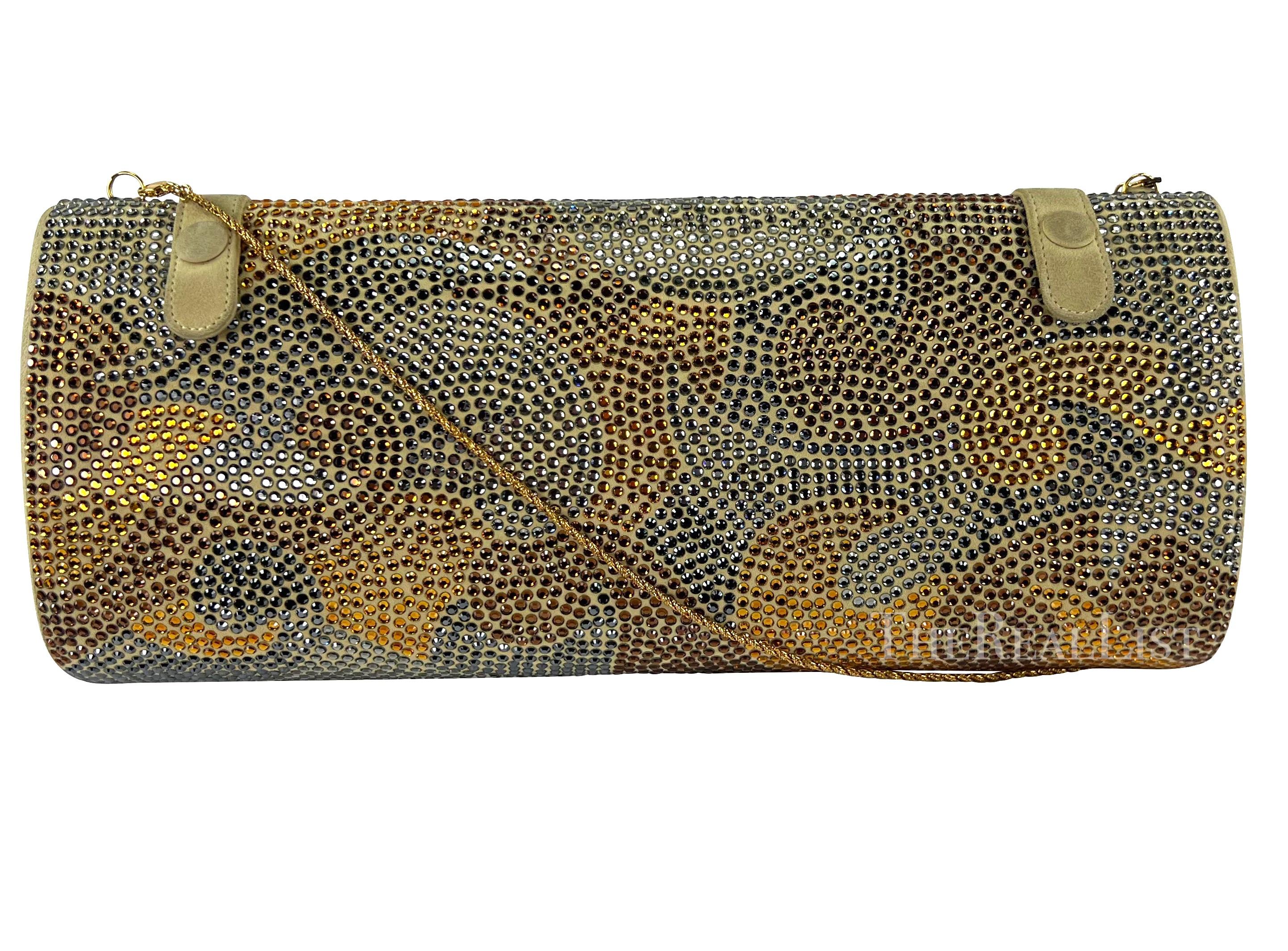 S/S 2000 Gianni Versace by Donatella Runway Gold Abstract Rhinestone Clutch In Good Condition For Sale In West Hollywood, CA