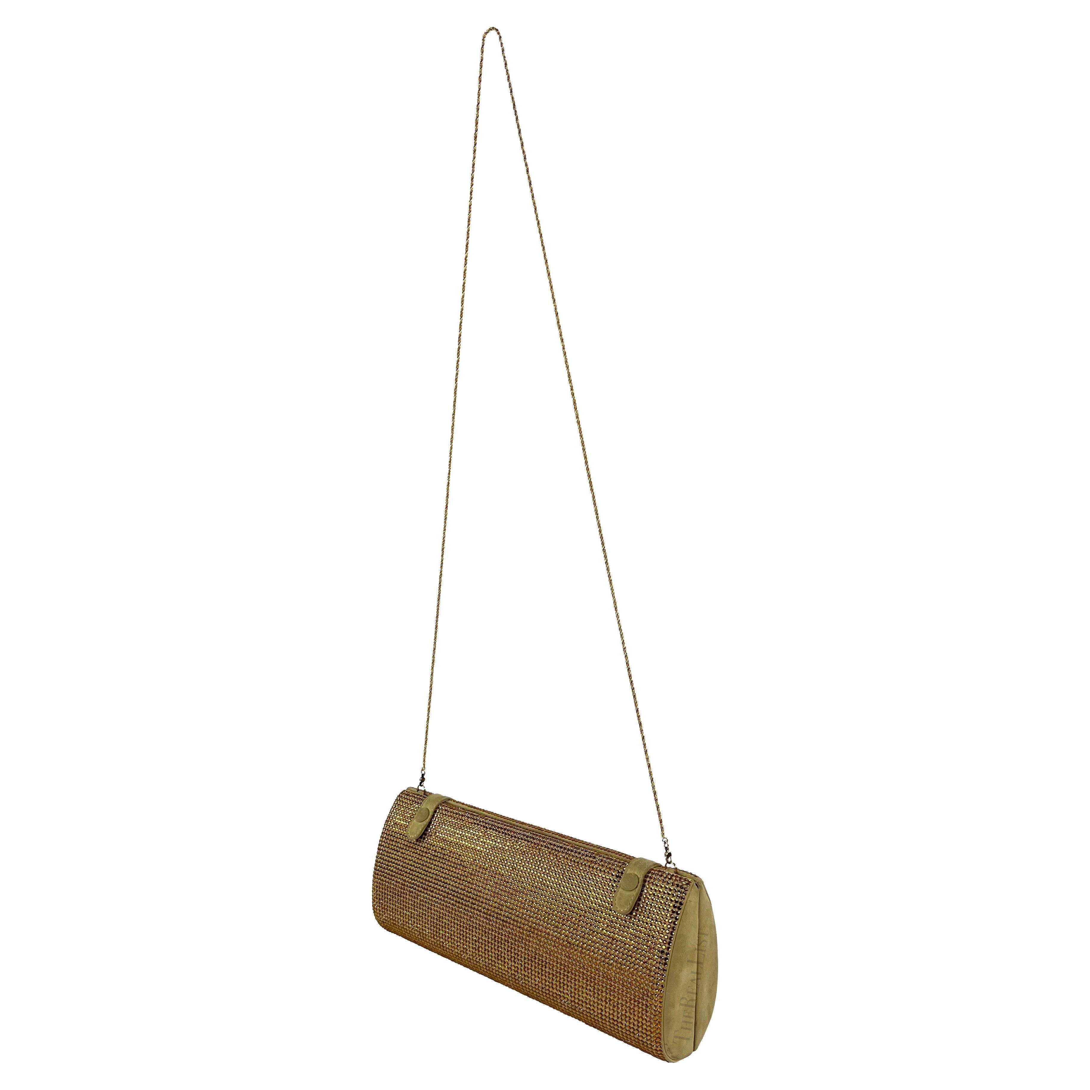 Donna P/E 2000 Gianni Versace by Donatella Versace Runway Pochette convertibile in oro con strass in vendita