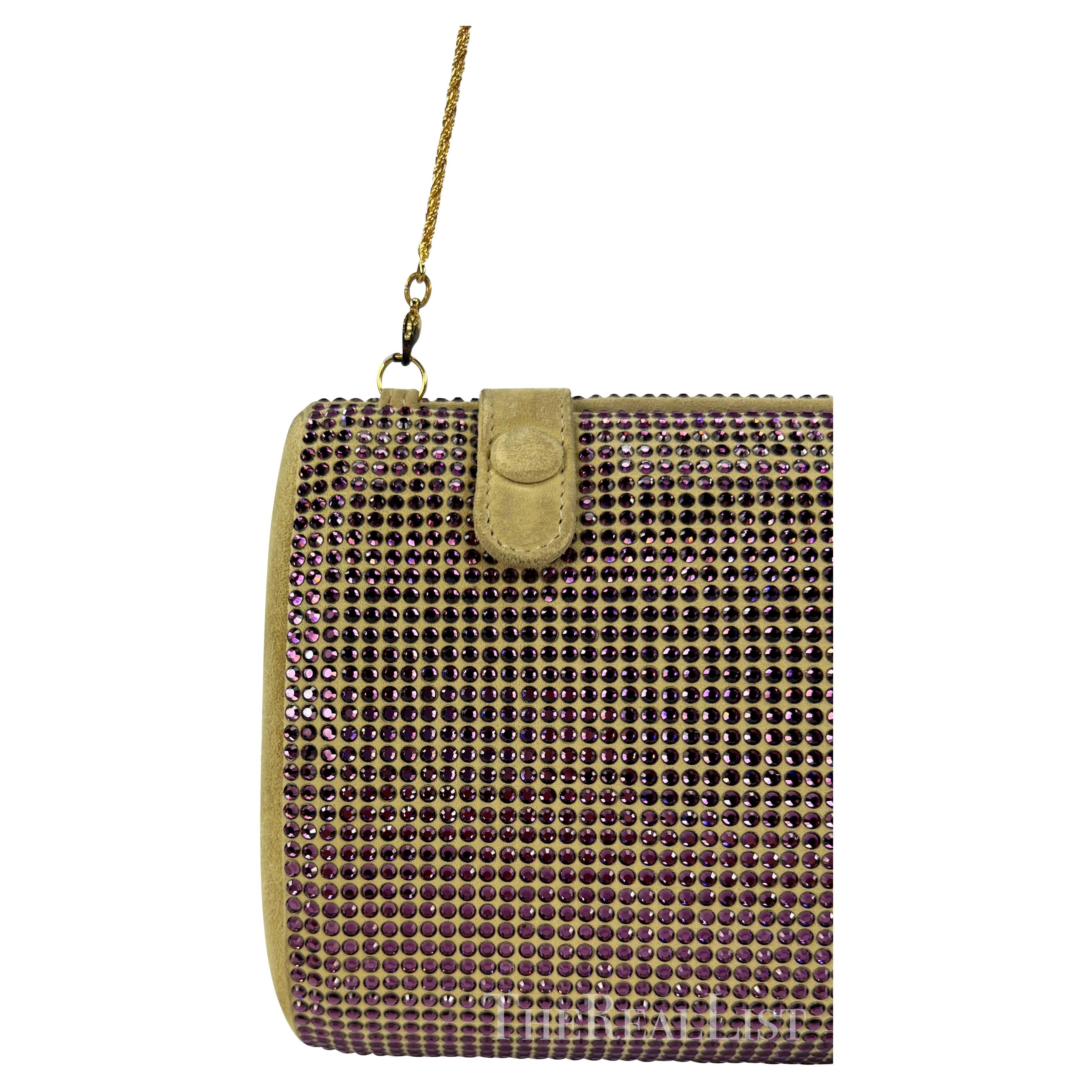 S/S 2000 Gianni Versace by Donatella Runway Purple Rhinestone Convertible Clutch In Good Condition For Sale In West Hollywood, CA
