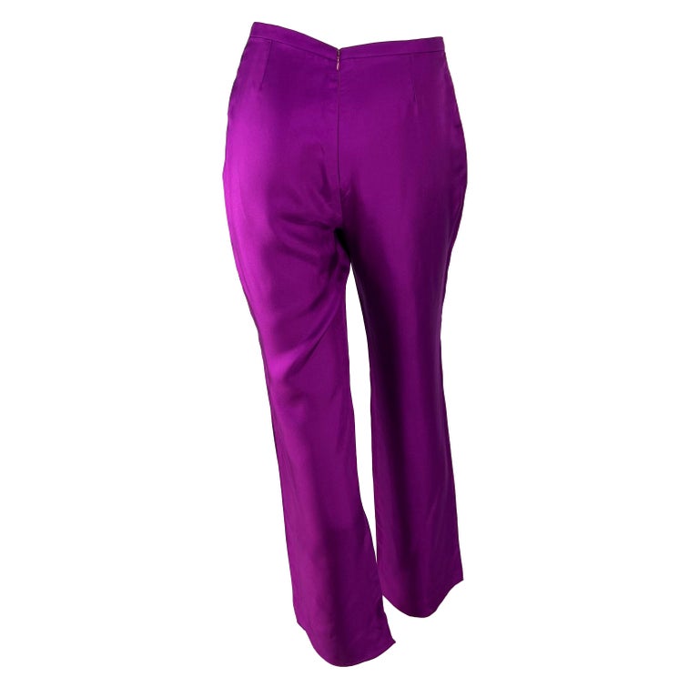 S/S 2000 Gianni Versace by Donatella Runway Purple Silk Pants For