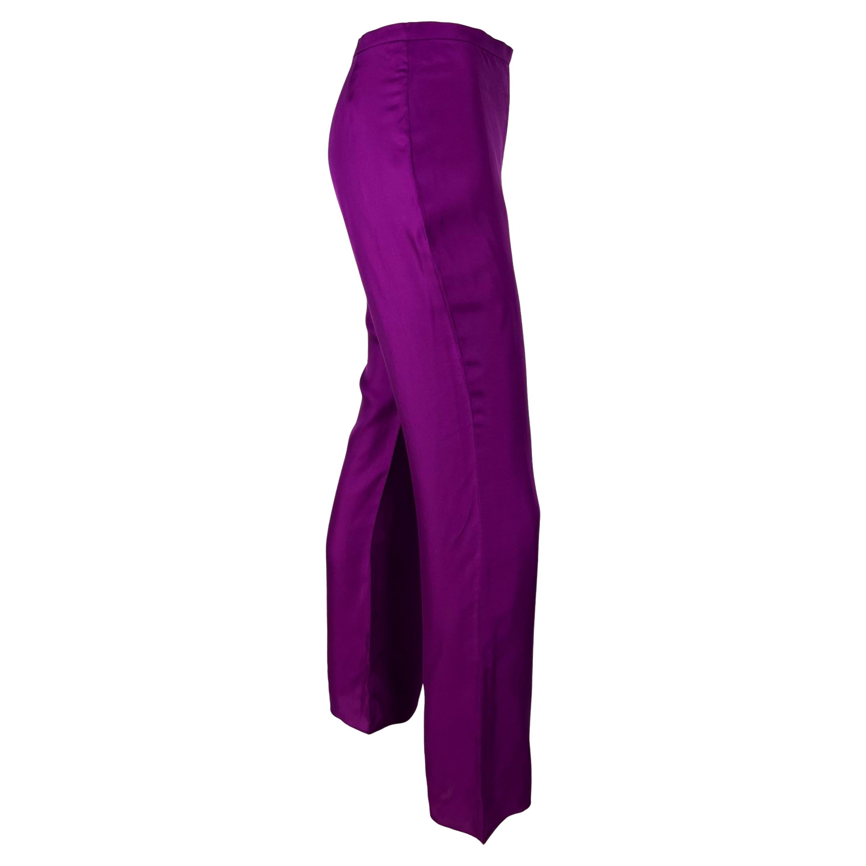 S/S 2000 Gianni Versace by Donatella Runway Purple Silk Pants In Excellent Condition For Sale In West Hollywood, CA
