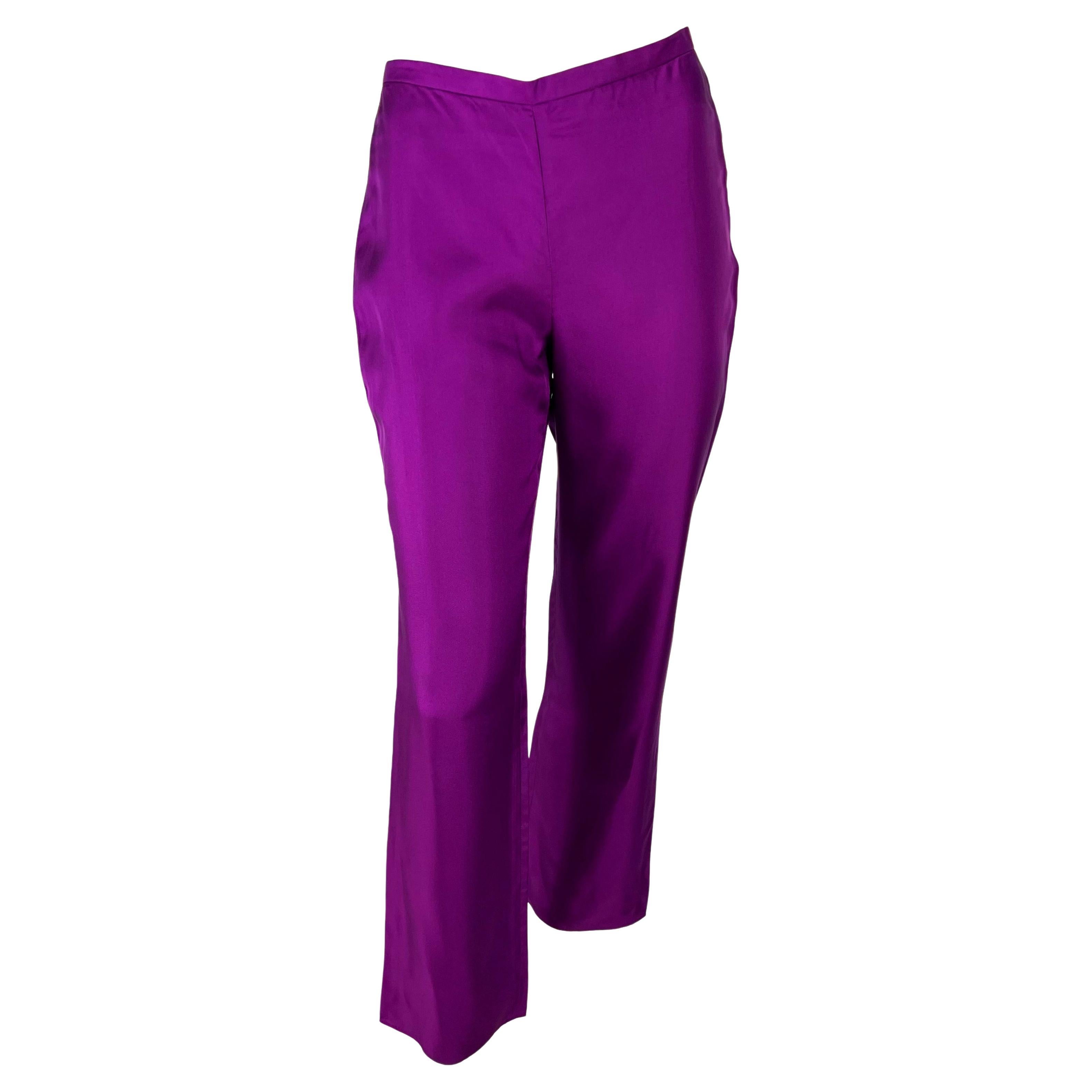 S/S 2000 Gianni Versace by Donatella Runway Purple Silk Pants For Sale