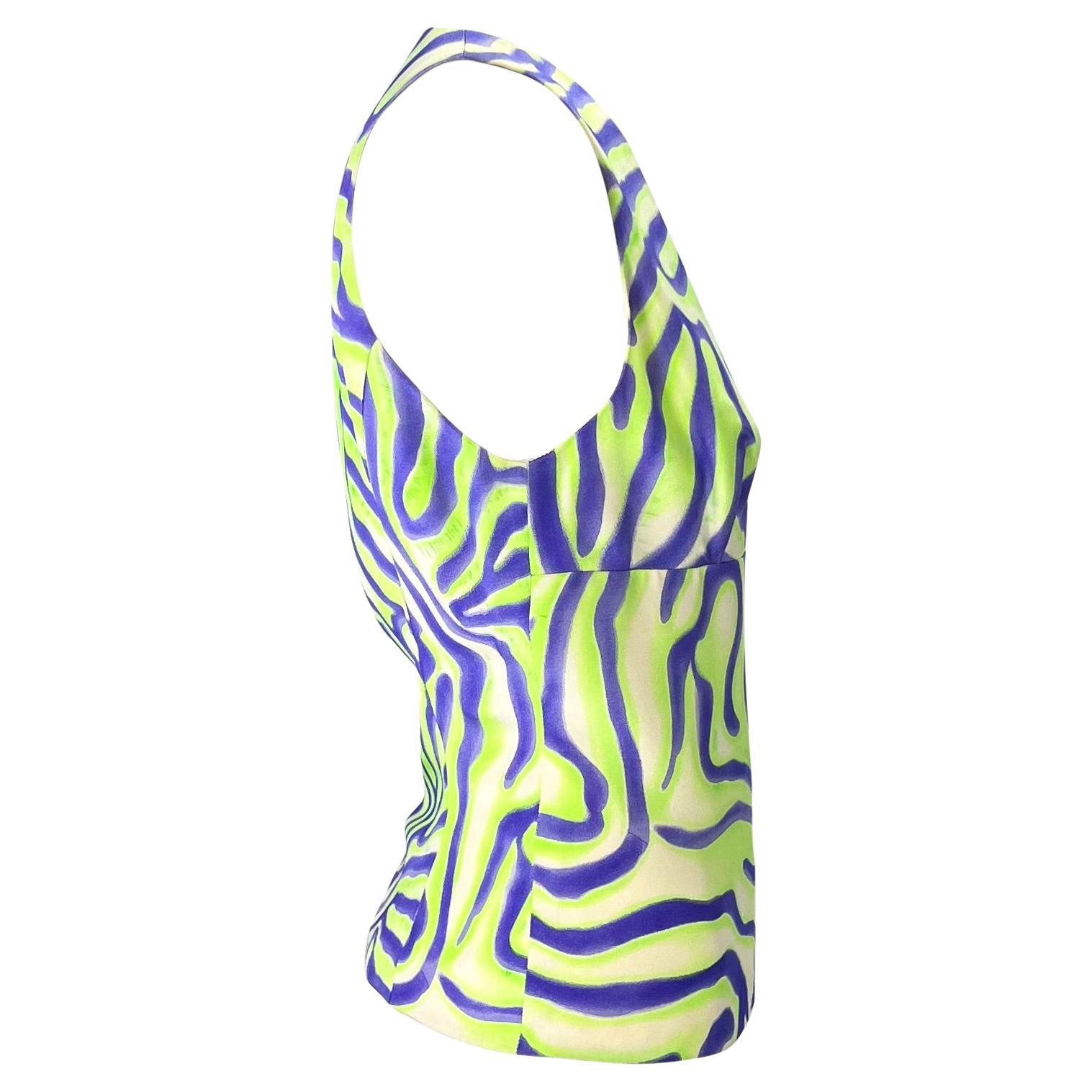 S/S 2000 Gianni Versace by Donatella Silk Purple Abstract Print Sleeveless Top In Excellent Condition For Sale In West Hollywood, CA