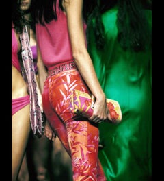 S/S 2000 Gianni Versace by Donatella Runway Pink Printed Silk Convertible Clutch