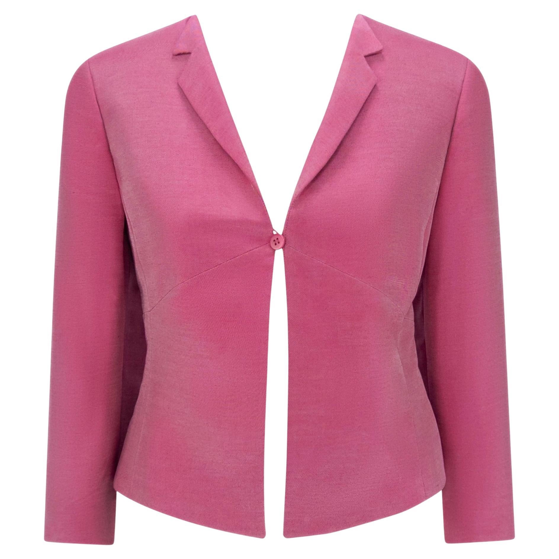 S/S 2000 Giorgio Armani Ad Campaign Iridescent Pink Cropped Blazer Jacket