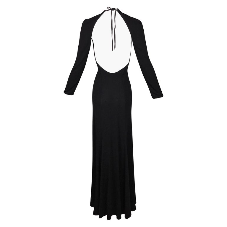S/S 2000 Gucci by Tom Ford Backless Classic Black L/S Dress at 1stDibs