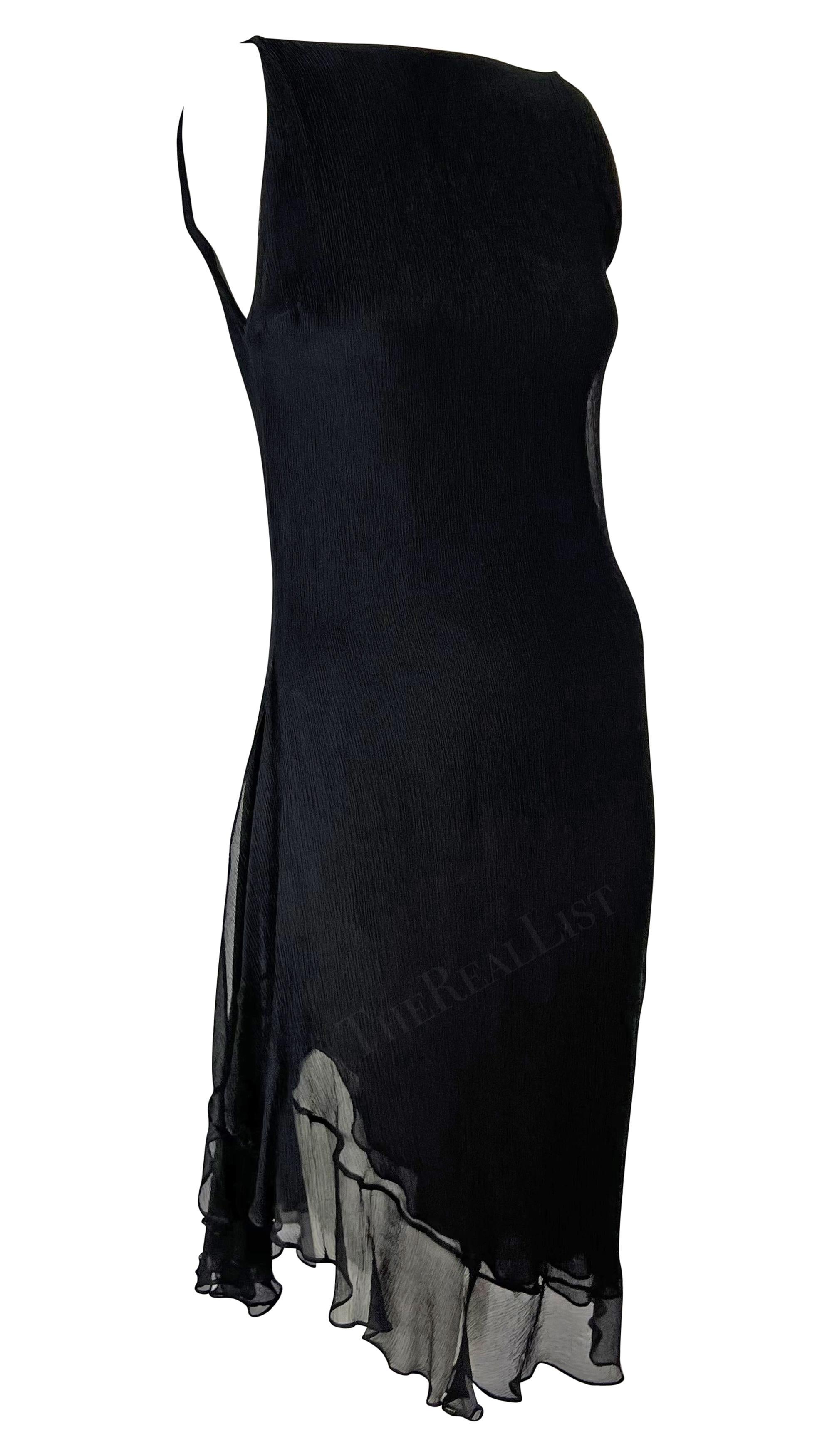 S/S 2000 Gucci by Tom Ford Black Crepe Silk Chiffon Ruffle Dress 3