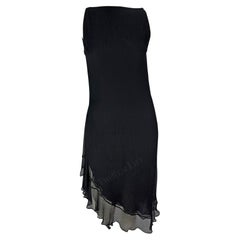 S/S 2000 Gucci by Tom Ford Black Crepe Silk Chiffon Ruffle Dress