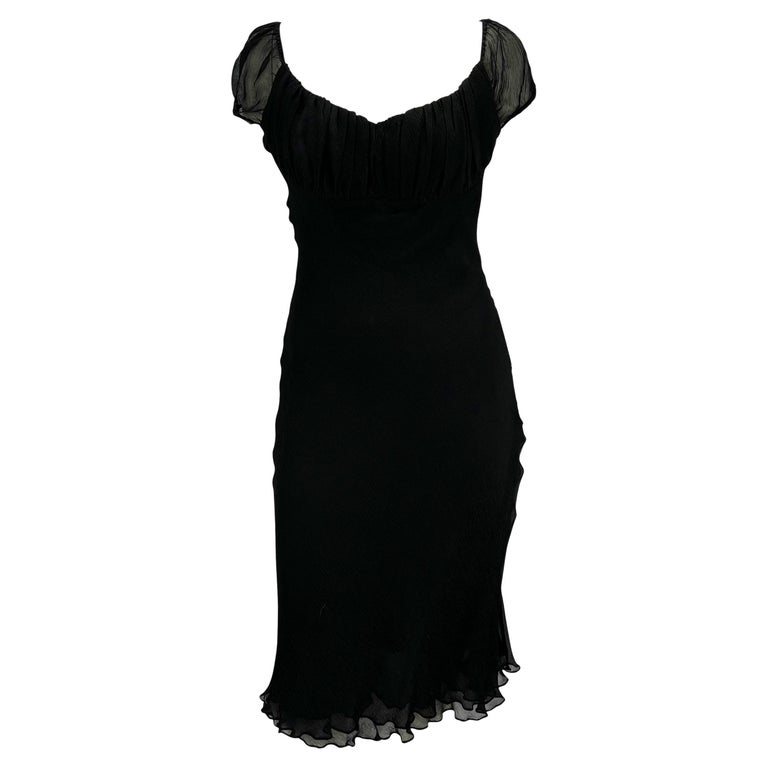 S/S 2000 Gucci by Tom Ford Black Crepe Silk Chiffon Semi-Sheer Dress ...