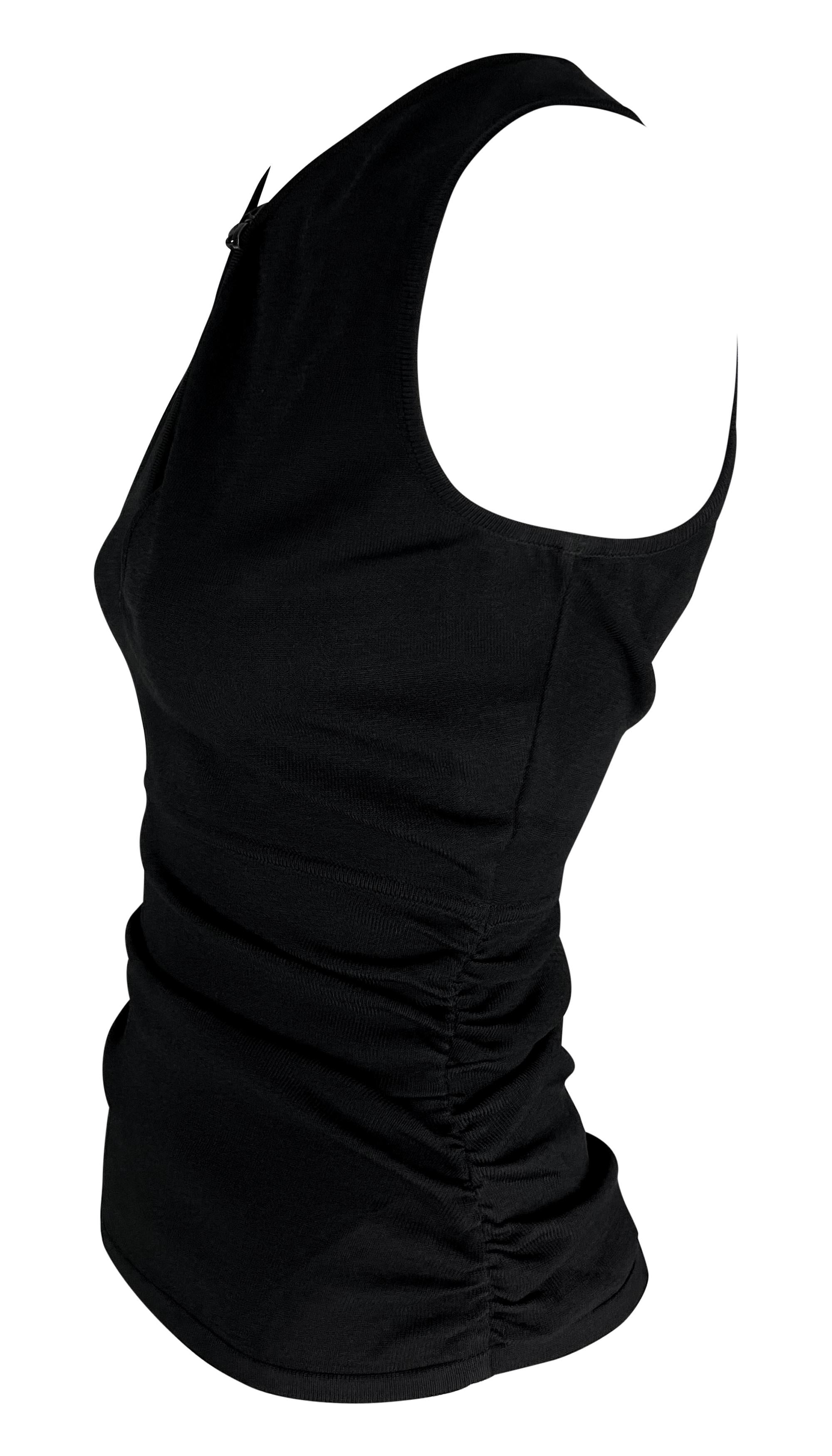 Women's S/S 2000 Gucci by Tom Ford Black Knit Sleeveless Leather Bow Top