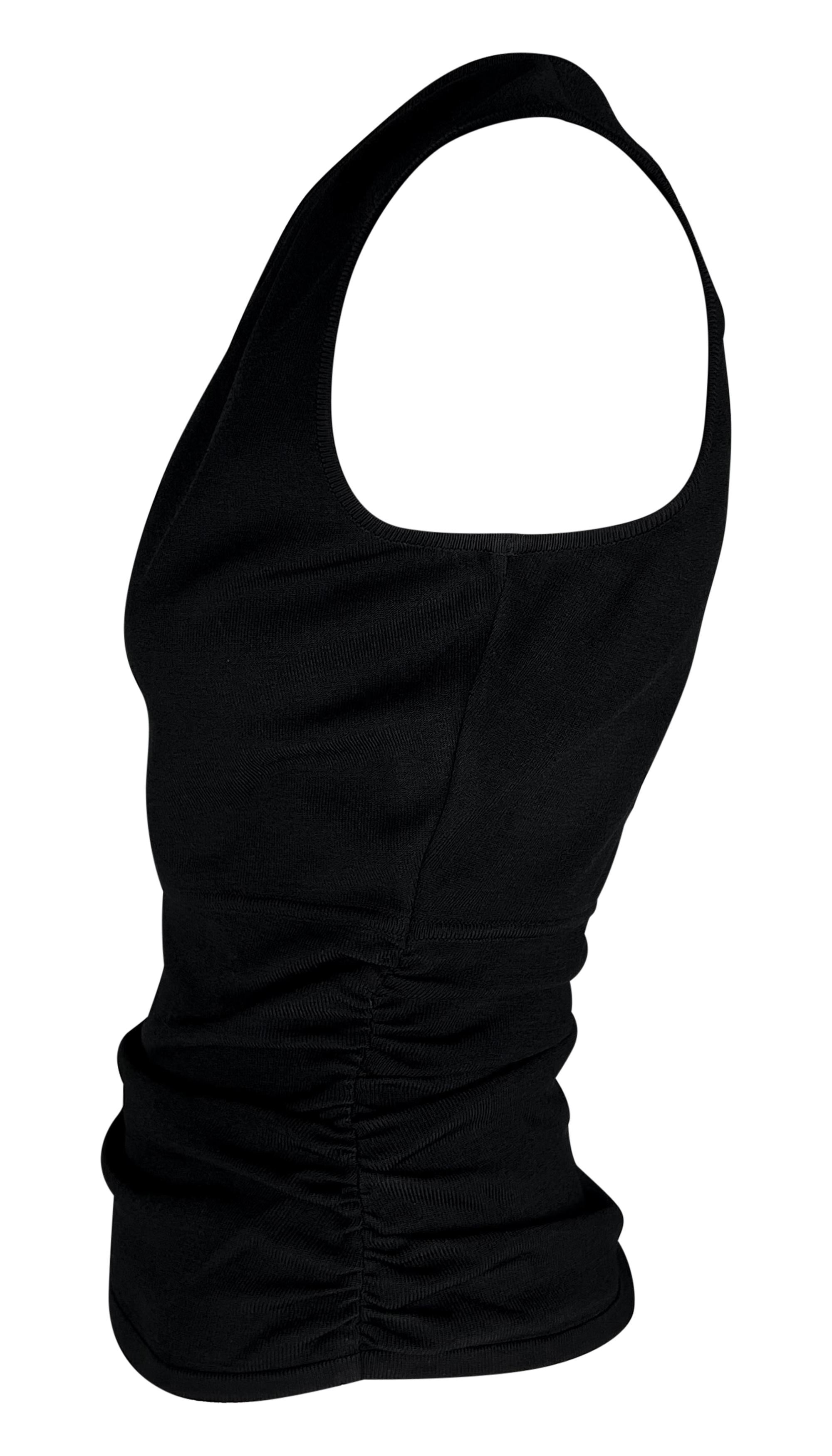 S/S 2000 Gucci by Tom Ford Black Knit Sleeveless Leather Bow Top 1