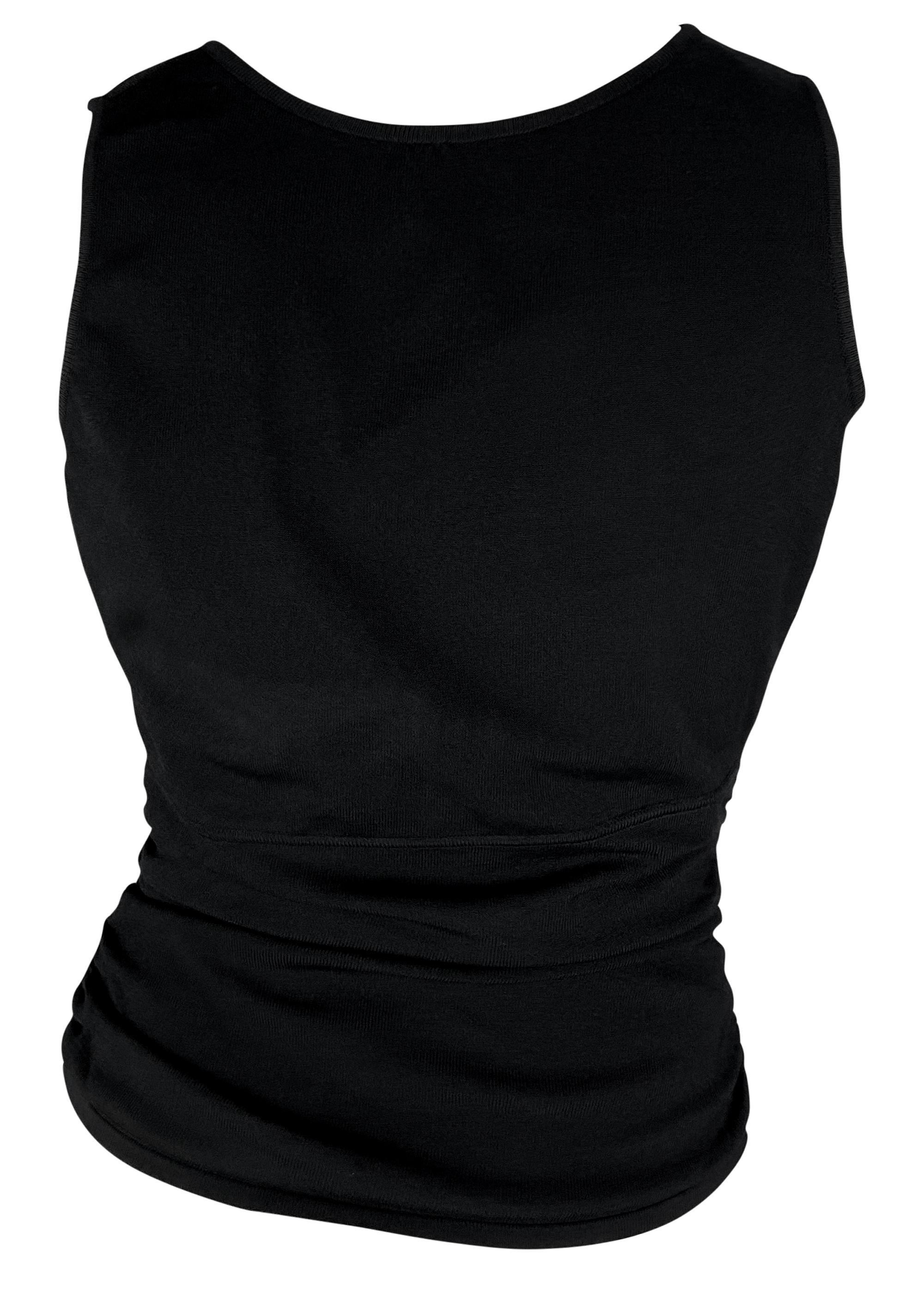 S/S 2000 Gucci by Tom Ford Black Knit Sleeveless Leather Bow Top 2