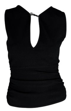S/S 2000 Gucci by Tom Ford Black Knit Sleeveless Leather Bow Top